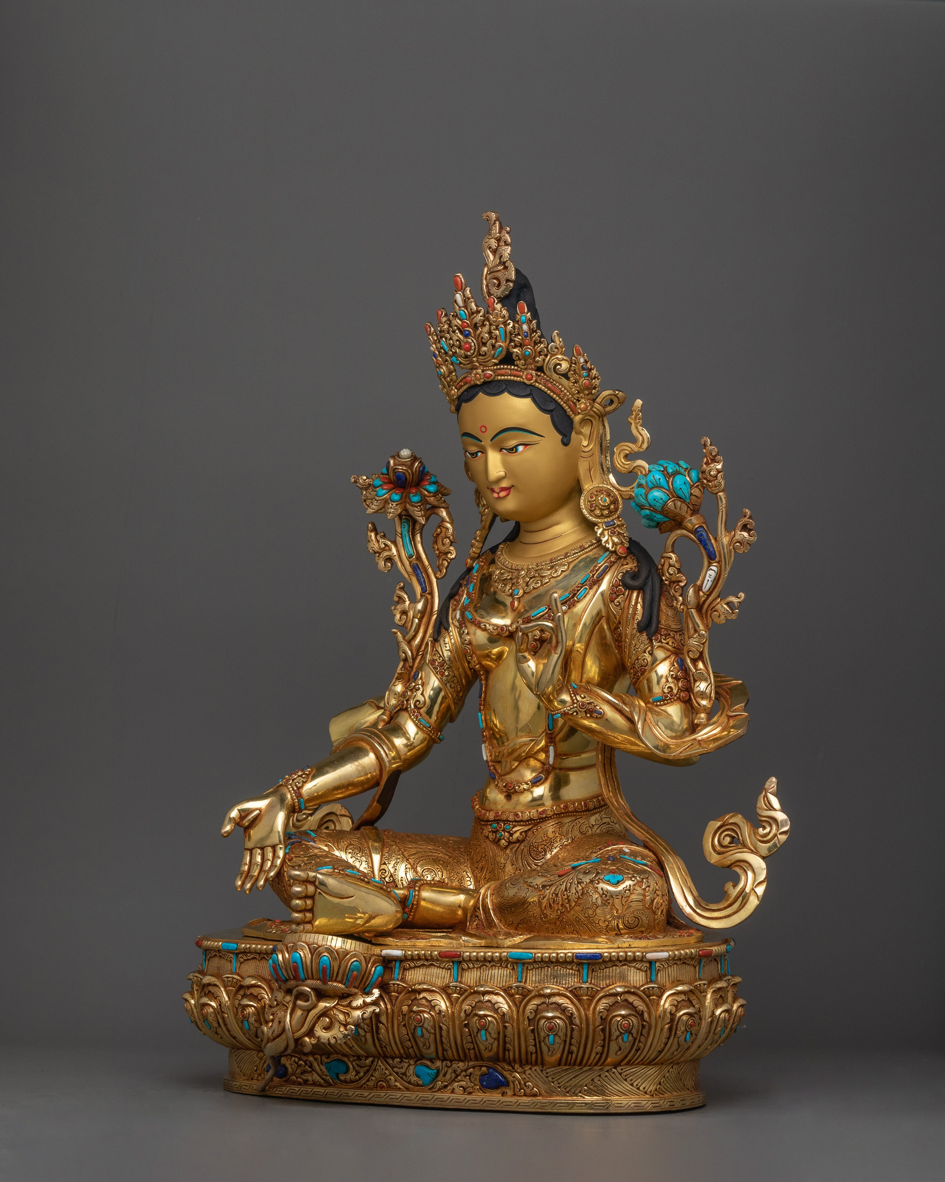 Handmade Statue of Green Tara | The Goddess of Compassion and Protection