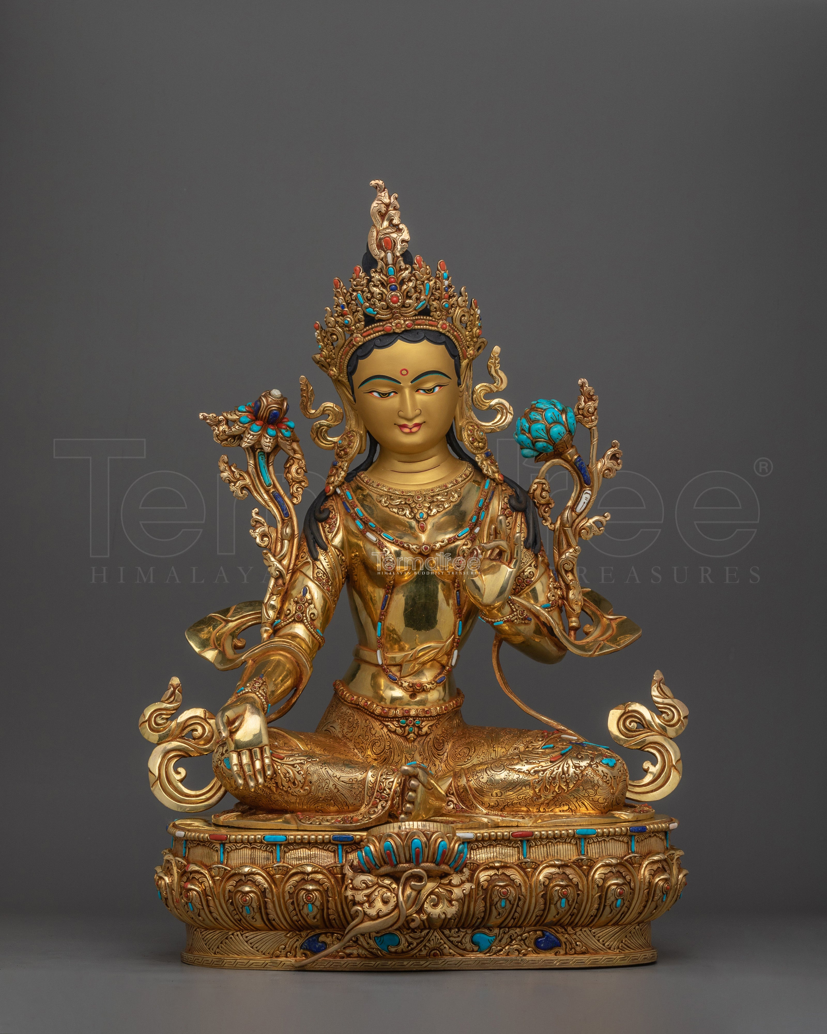 Handmade Statue of Green Tara | The Goddess of Compassion and Protection