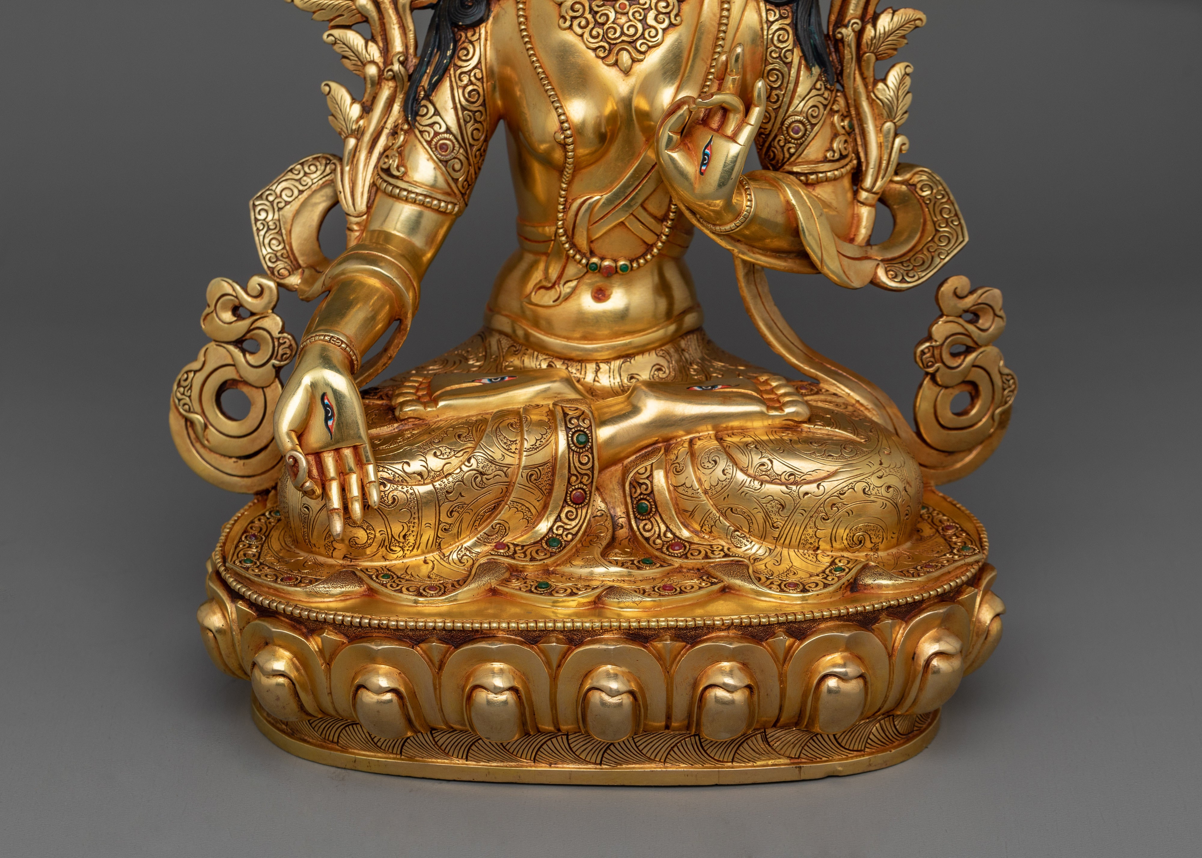 Traditionally Sculpted White Tara | Tara with Seven Eyes
