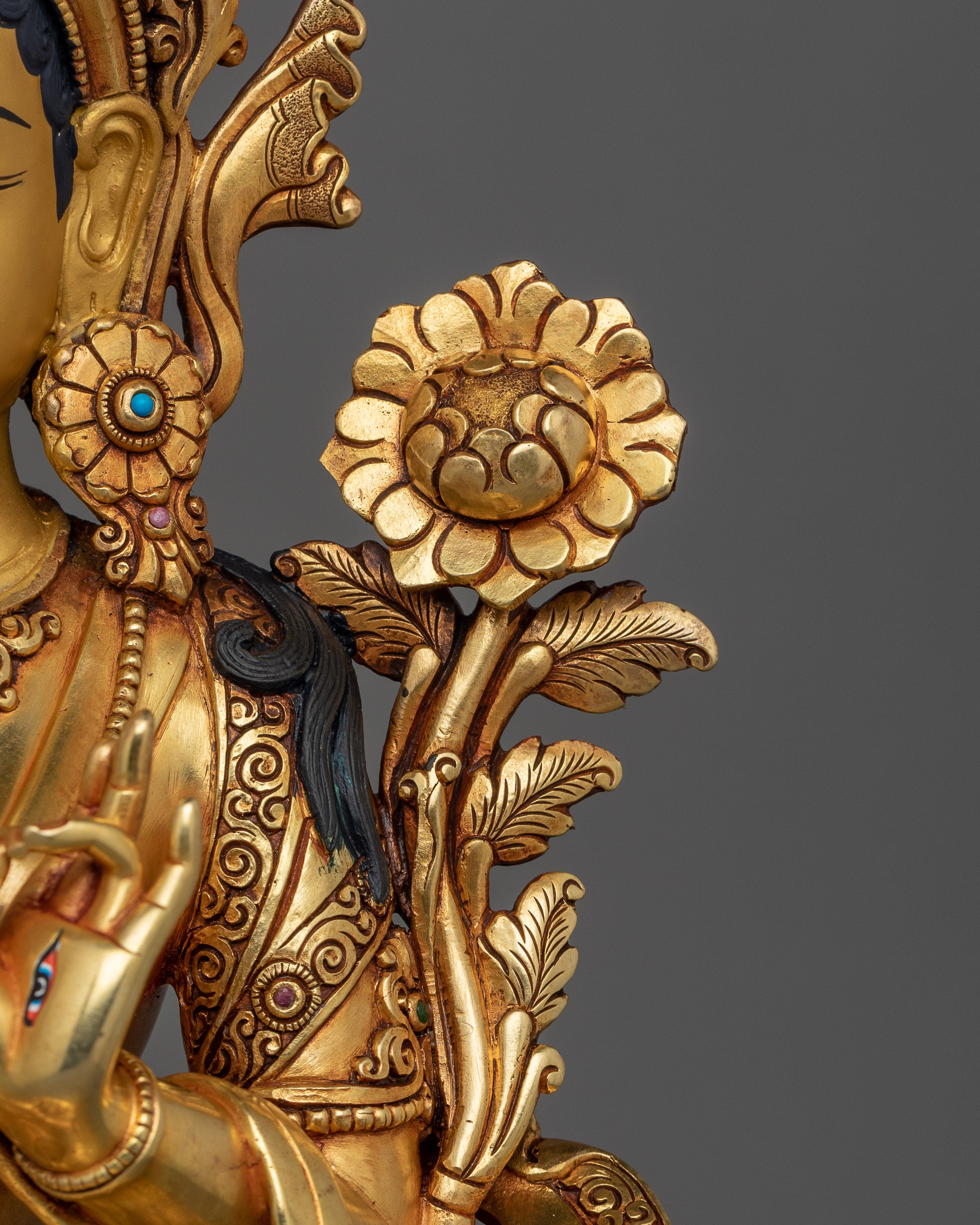 Traditionally Sculpted White Tara | Tara with Seven Eyes