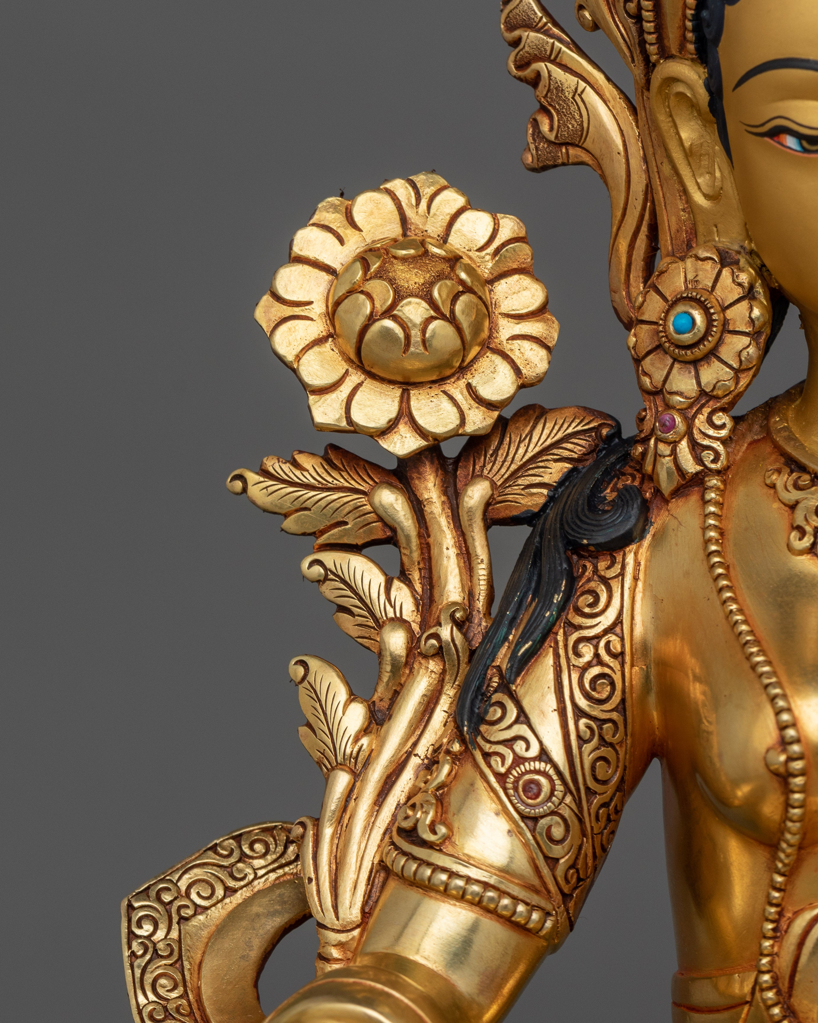 Traditionally Sculpted White Tara | Tara with Seven Eyes