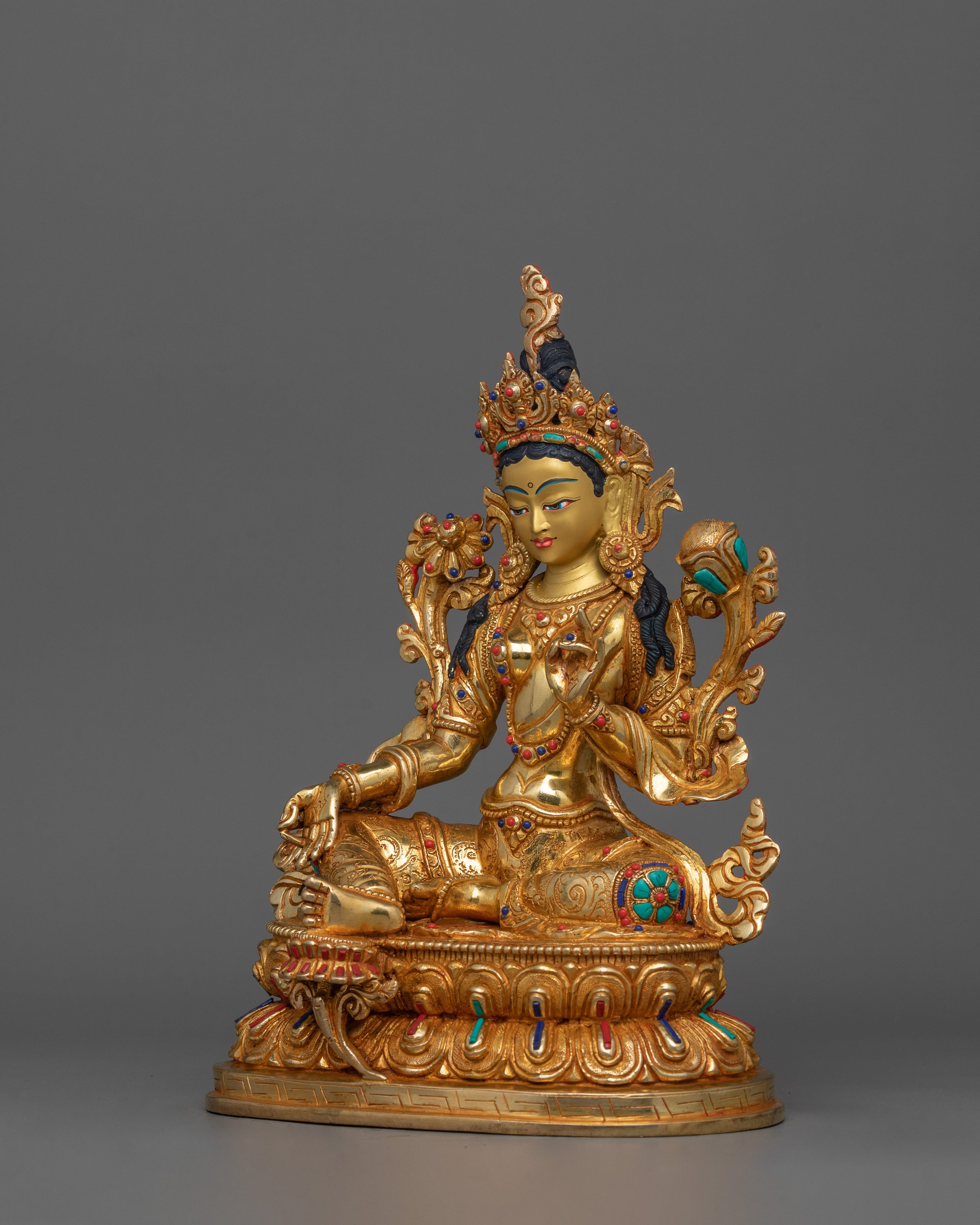 Himalayan Sculpture of Green Tara | Traditional Tibetan Style