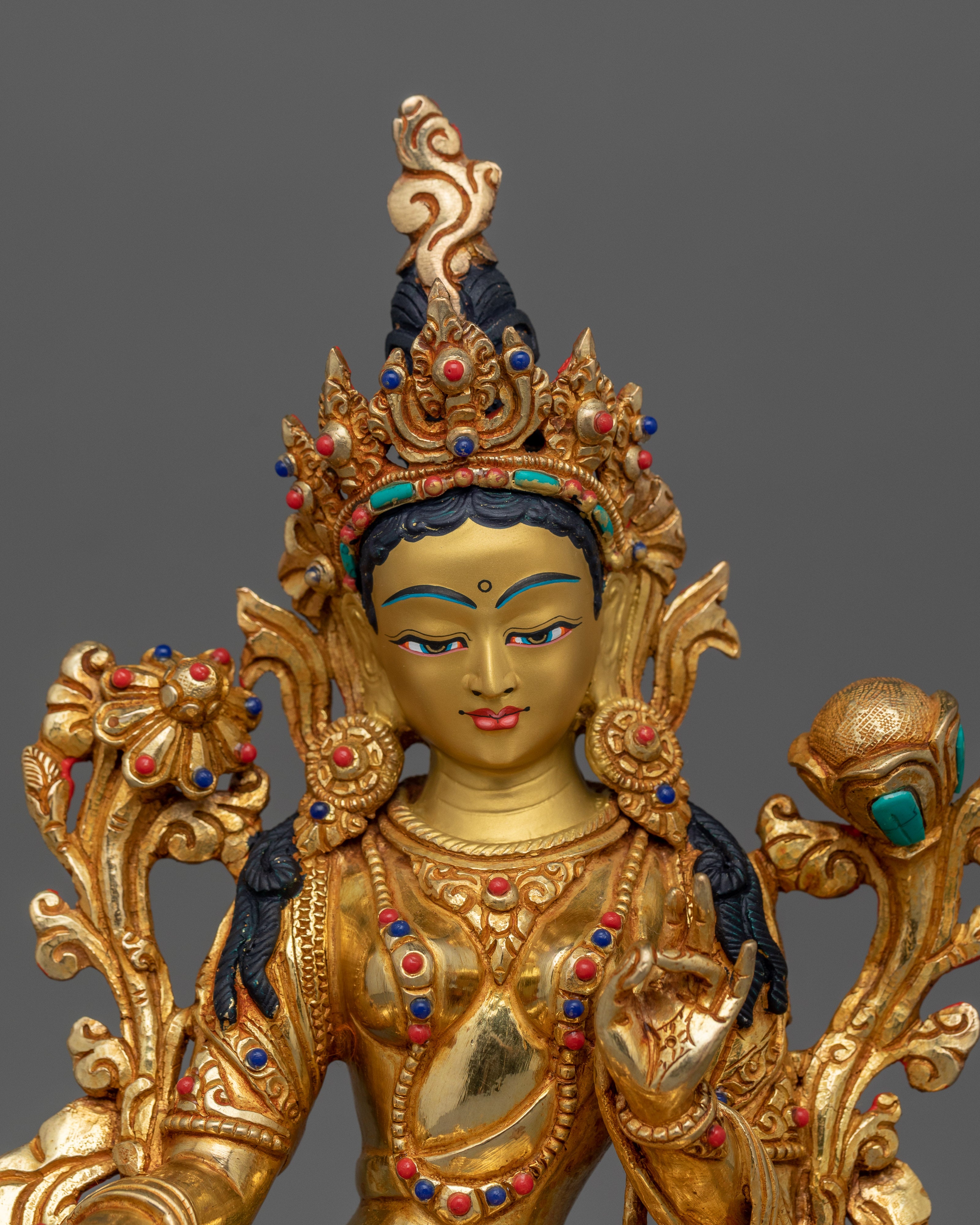 Himalayan Sculpture of Green Tara | Traditional Tibetan Style