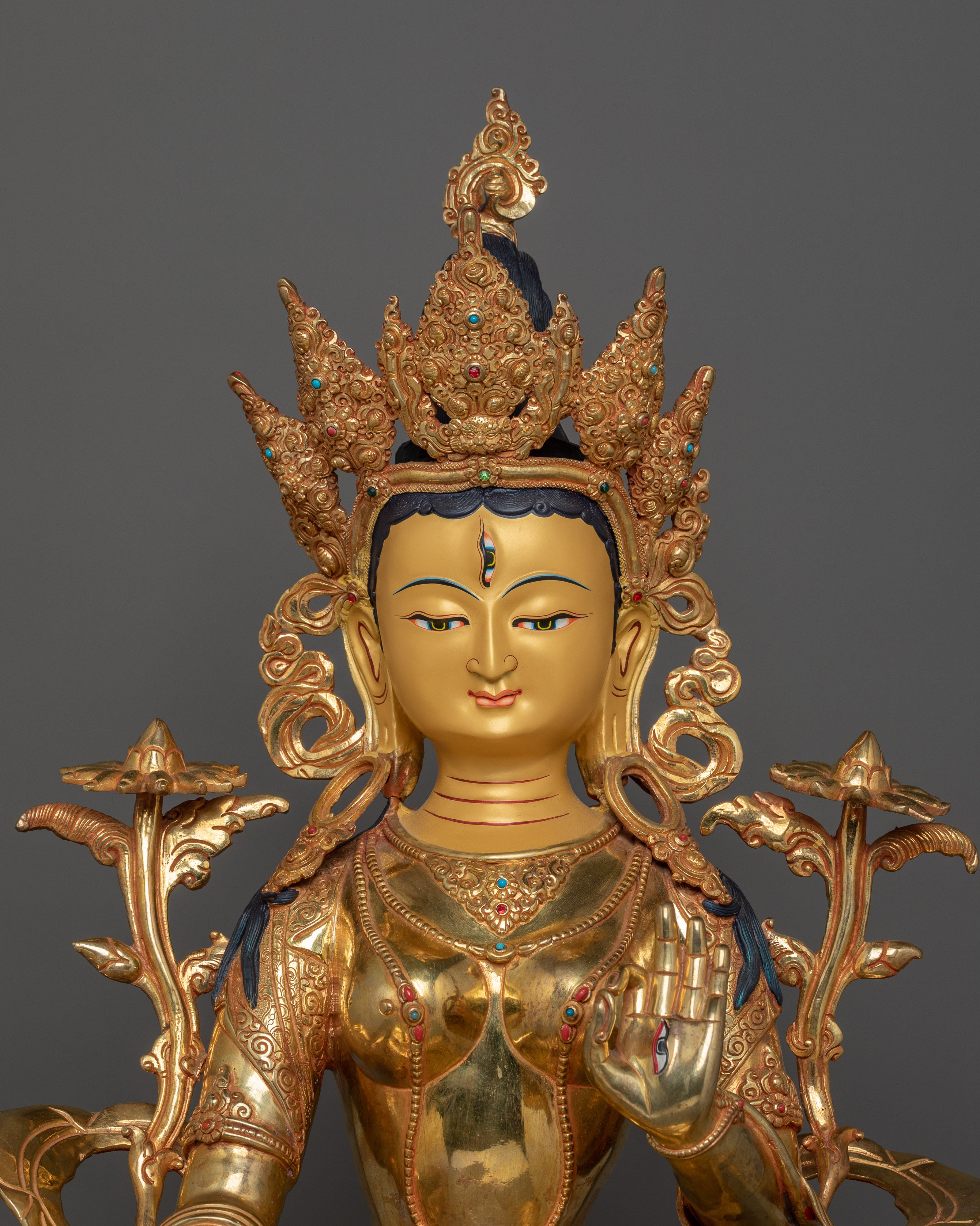 Himalayan Sculpture of White Tara | The Goddess of Compassion and Longevity