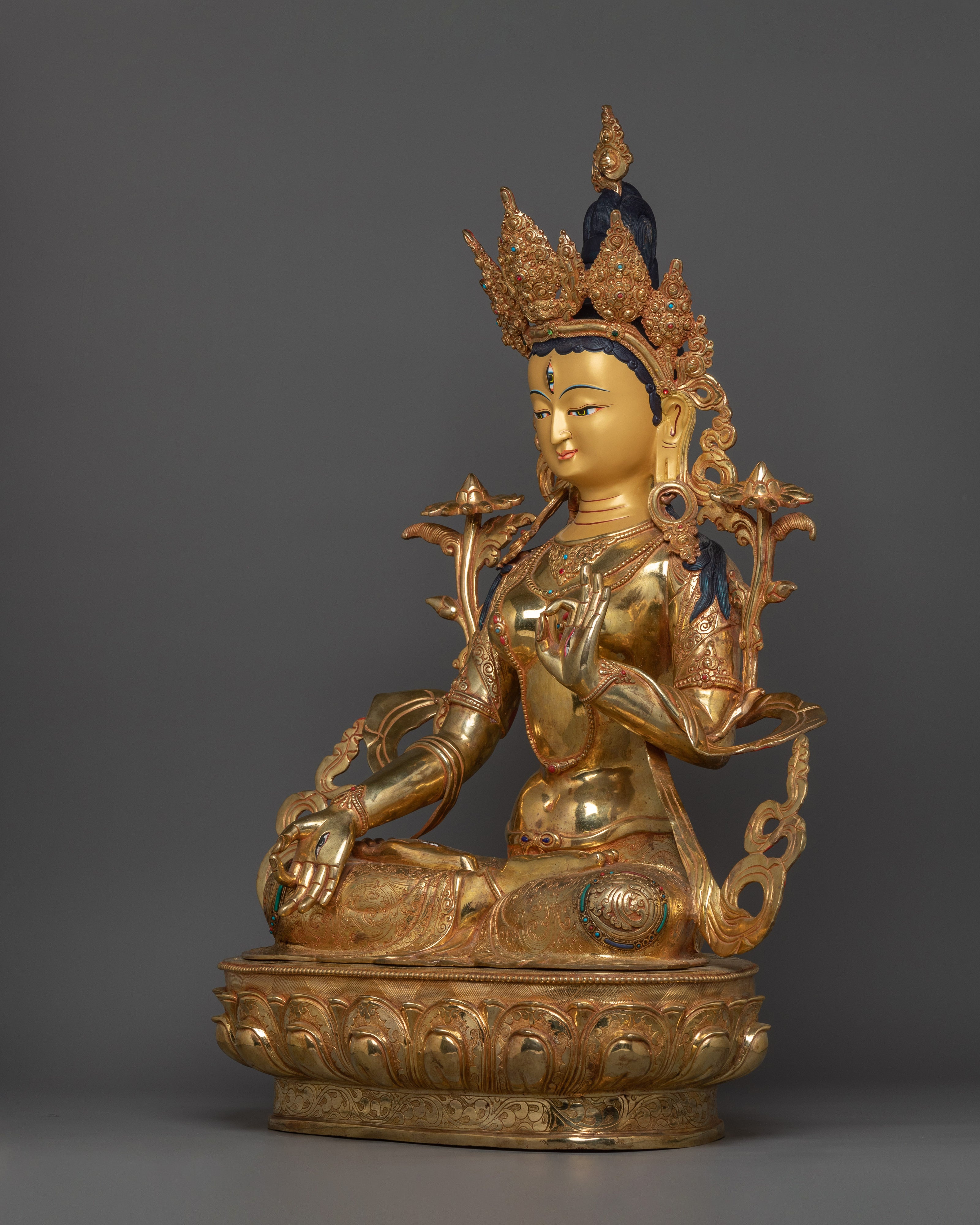 Himalayan Sculpture of White Tara | The Goddess of Compassion and Longevity