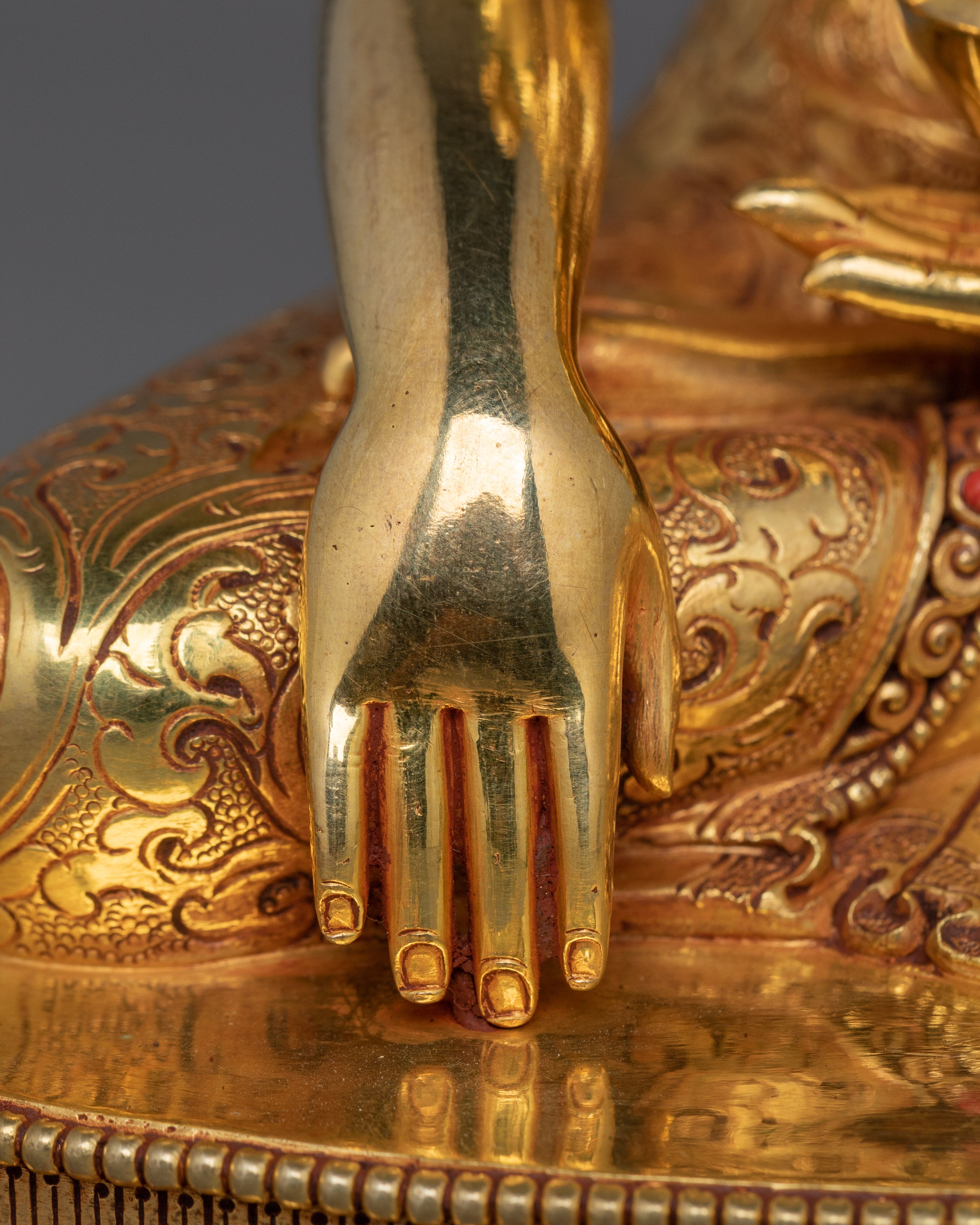 Traditional Himalayan Art of Shakyamuni Buddha | 24K Gold Gilded Sculpture