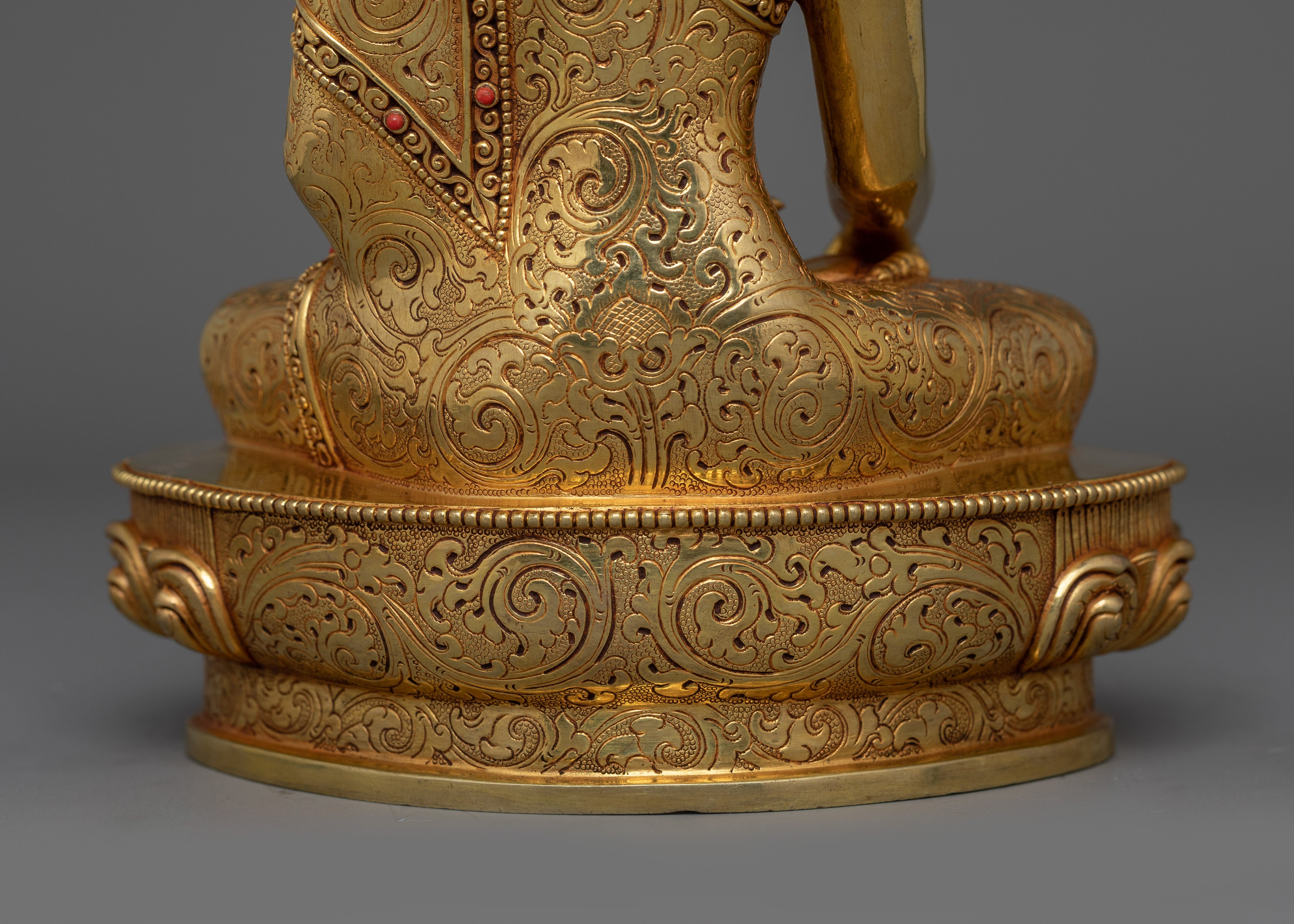 Traditional Himalayan Art of Shakyamuni Buddha | 24K Gold Gilded Sculpture