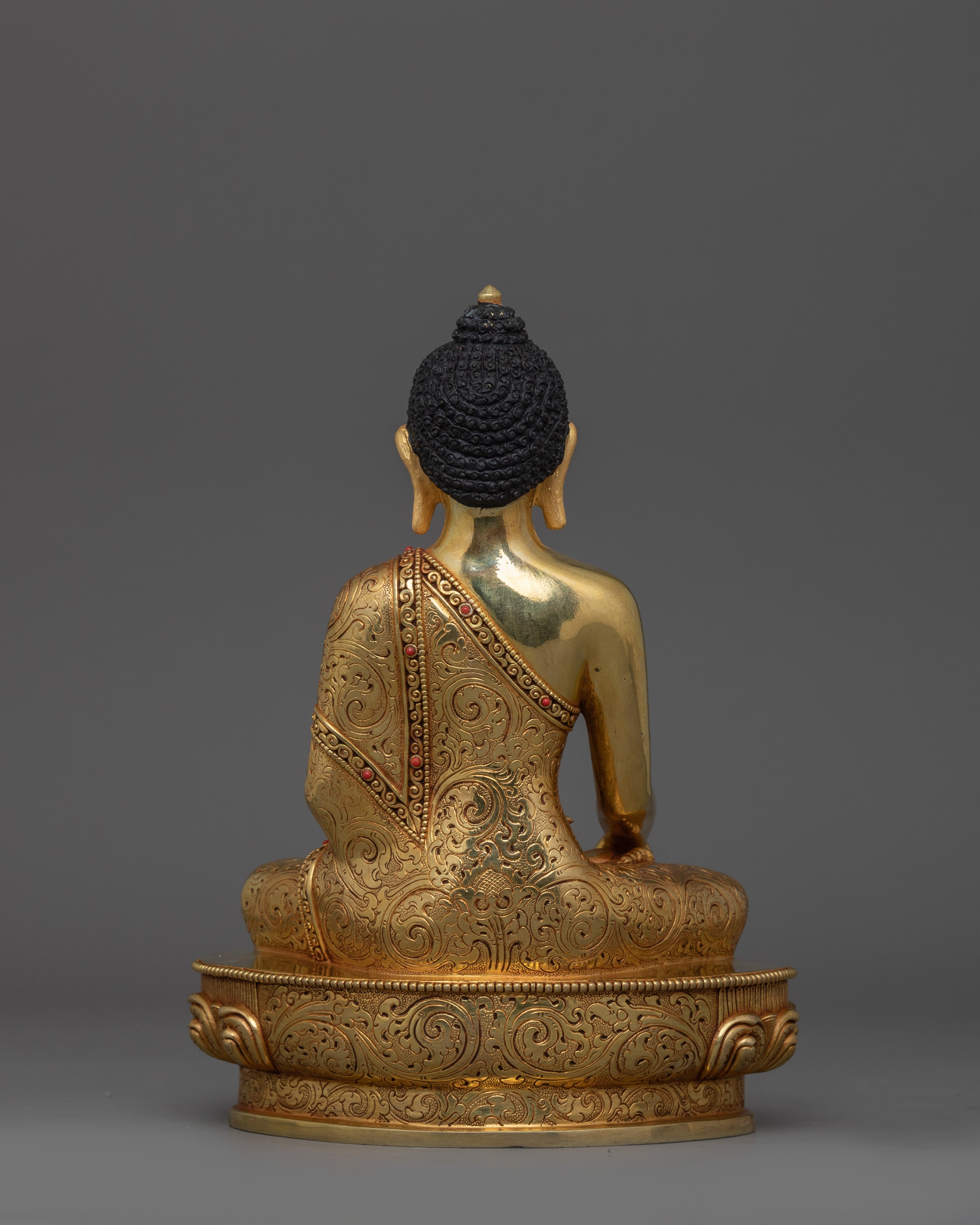Traditional Himalayan Art of Shakyamuni Buddha | 24K Gold Gilded Sculpture