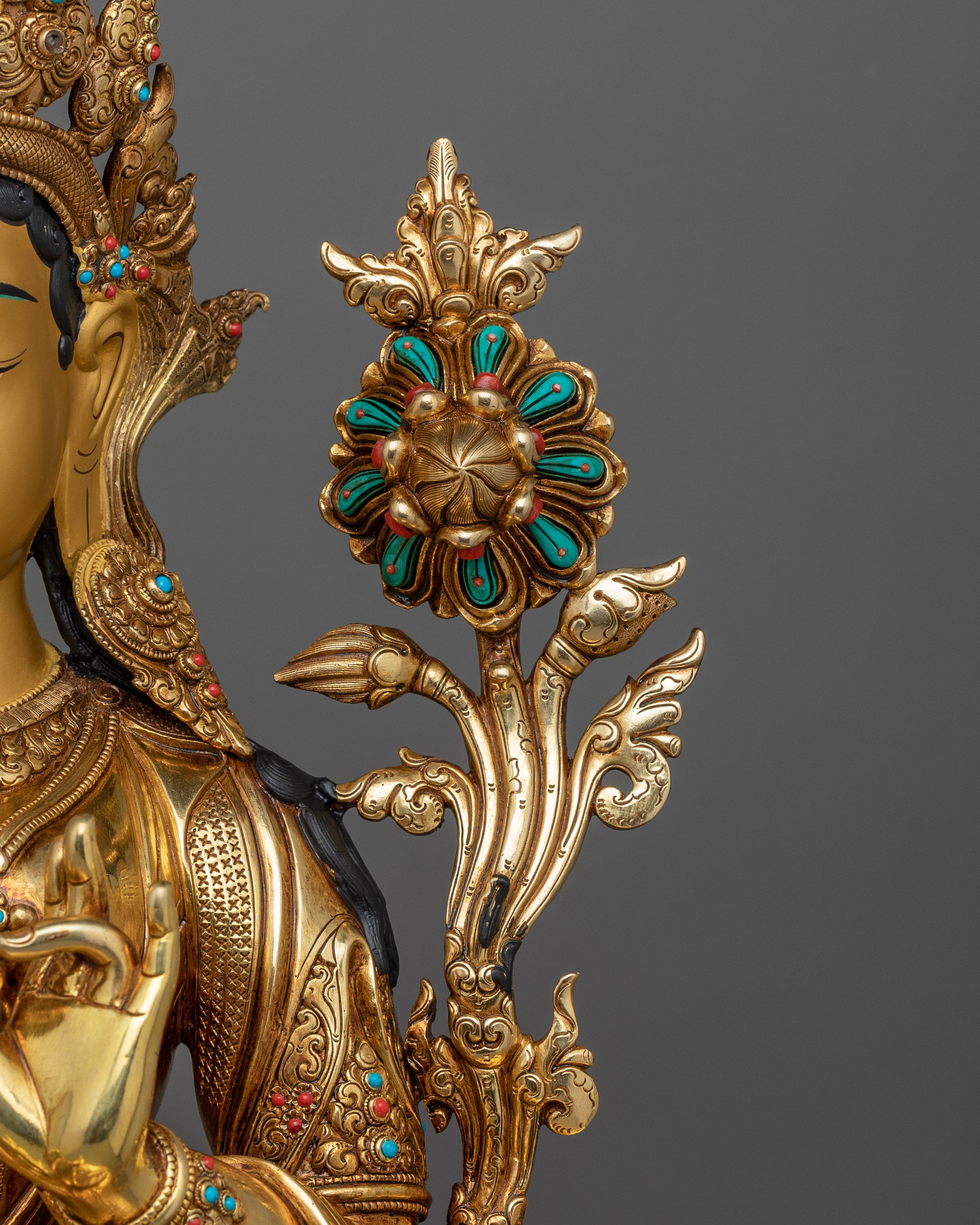 Traditional Sculpture of Green Tara | The Goddess of Compassion and Protection
