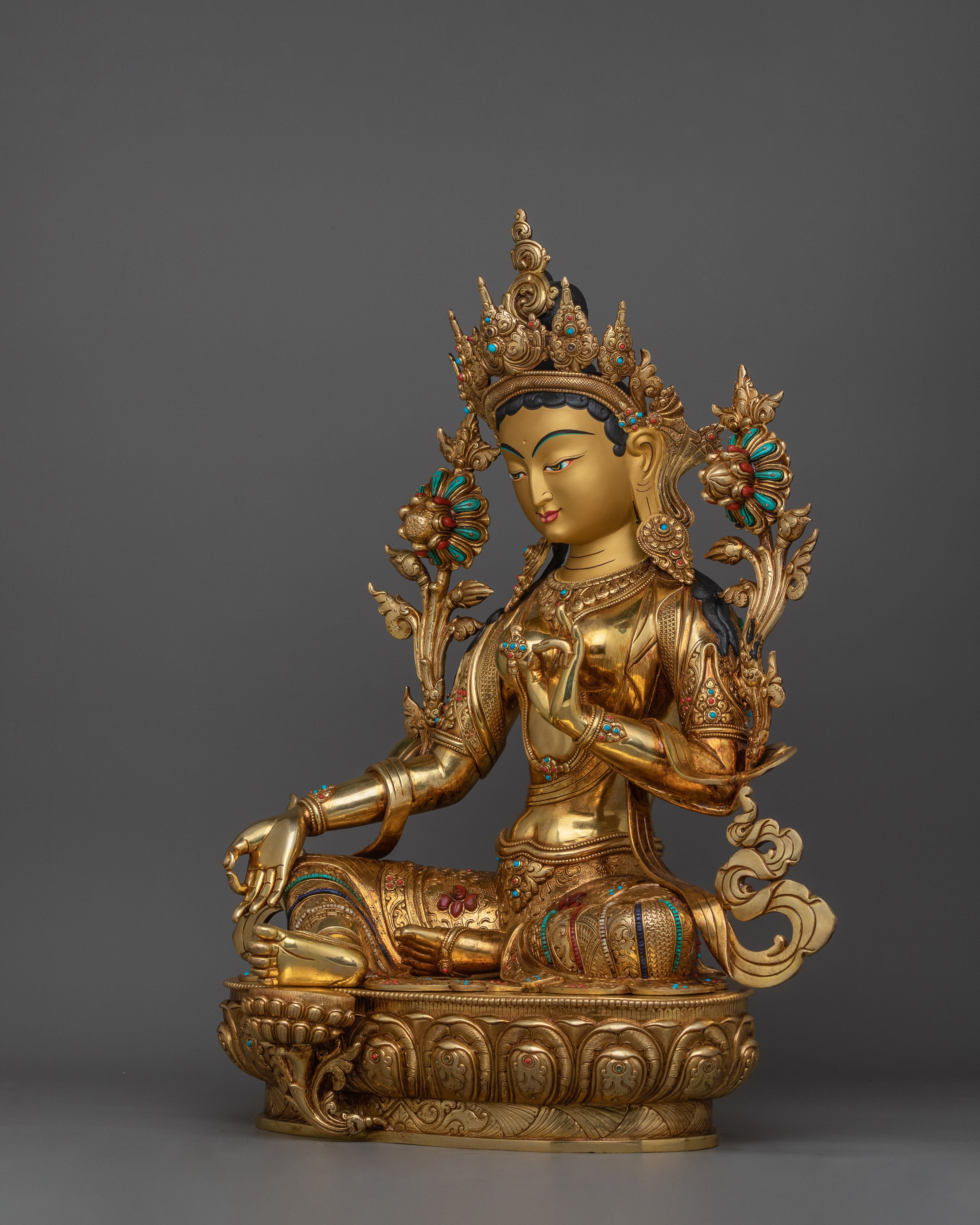 Traditional Sculpture of Green Tara | The Goddess of Compassion and Protection