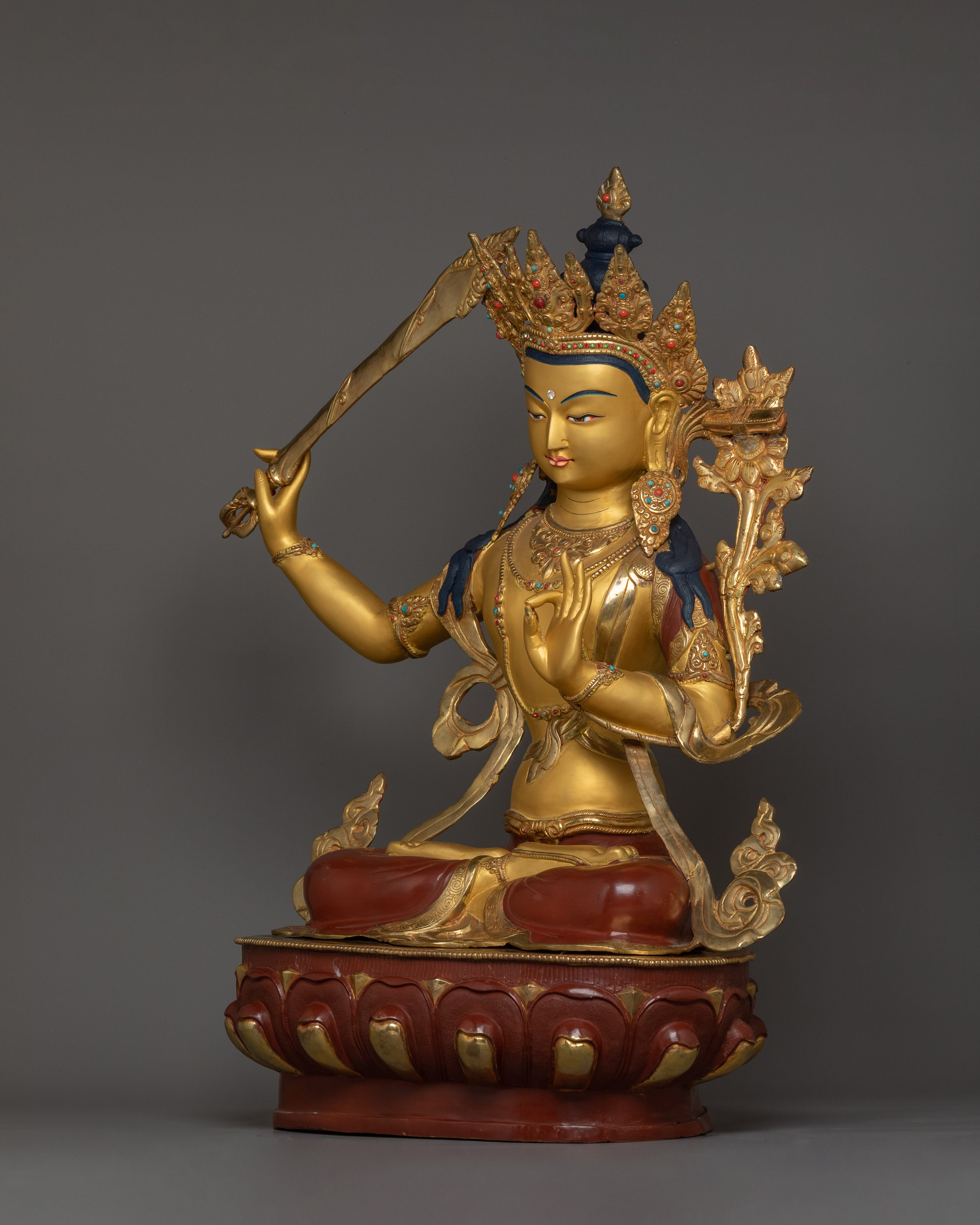 Handcrafted Statue of Manjushri | The Bodhisattva of Transcendent Wisdom