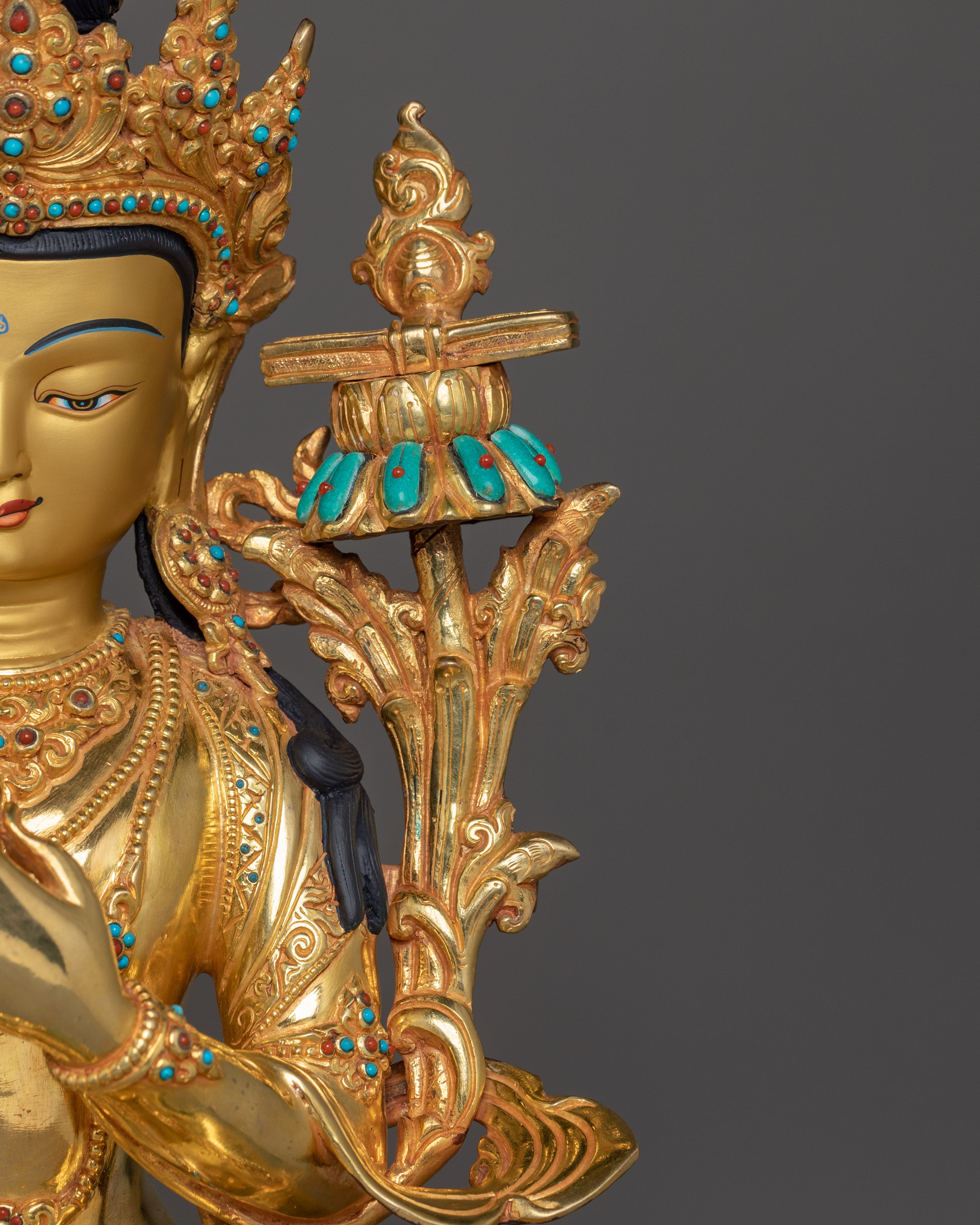 Handcrafted White Manjushri Statue | Symbol of Wisdom