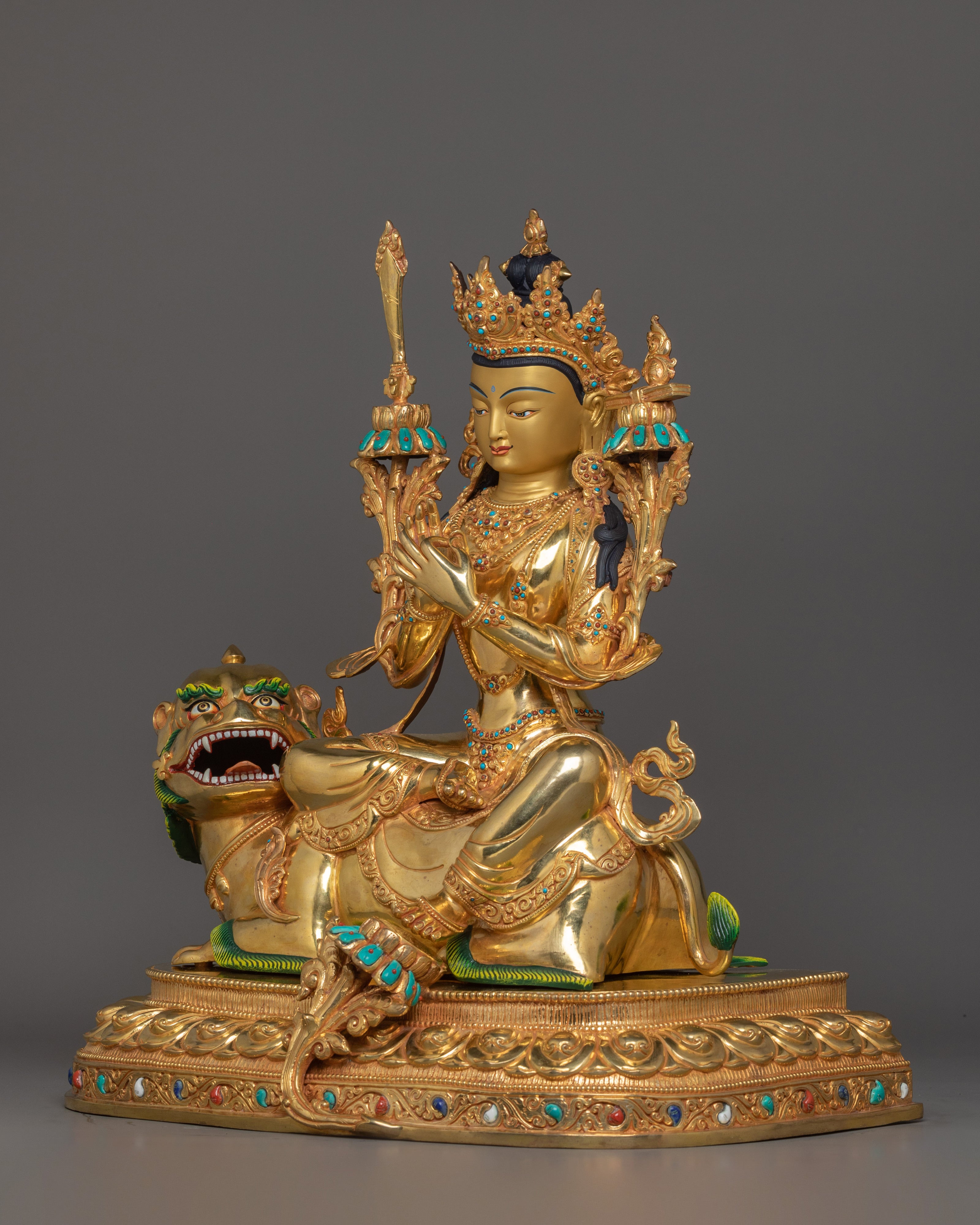 Handcrafted White Manjushri Statue | Symbol of Wisdom