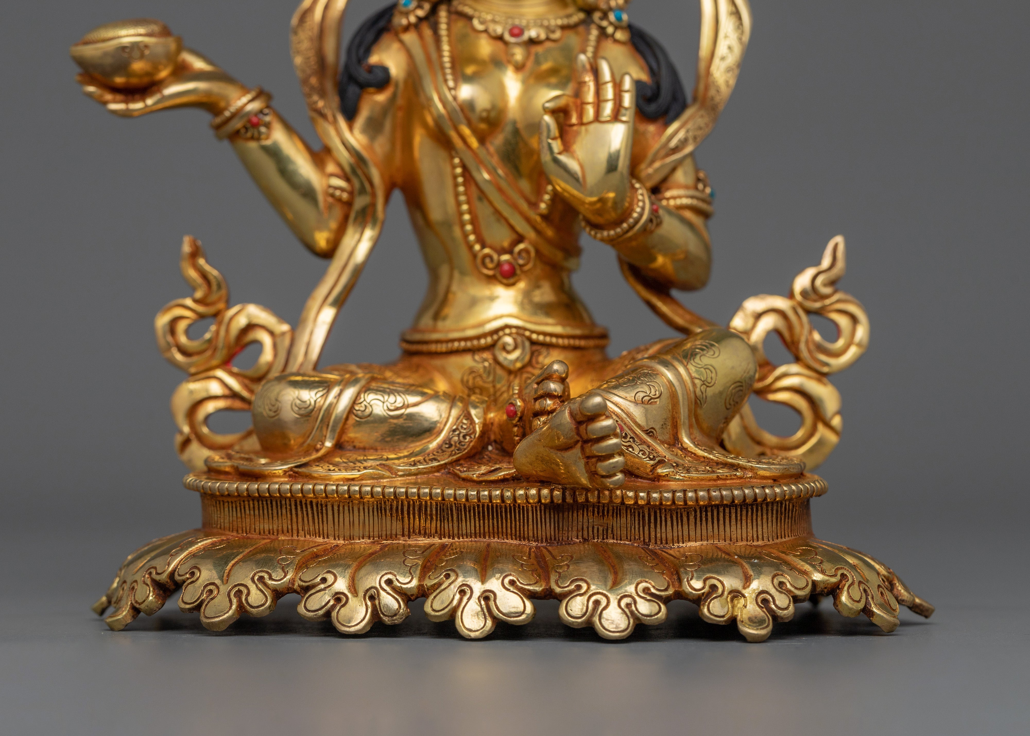 Yeshe Tsogyal and Mandarva Statue | 24k Gold Gilded Sculpture