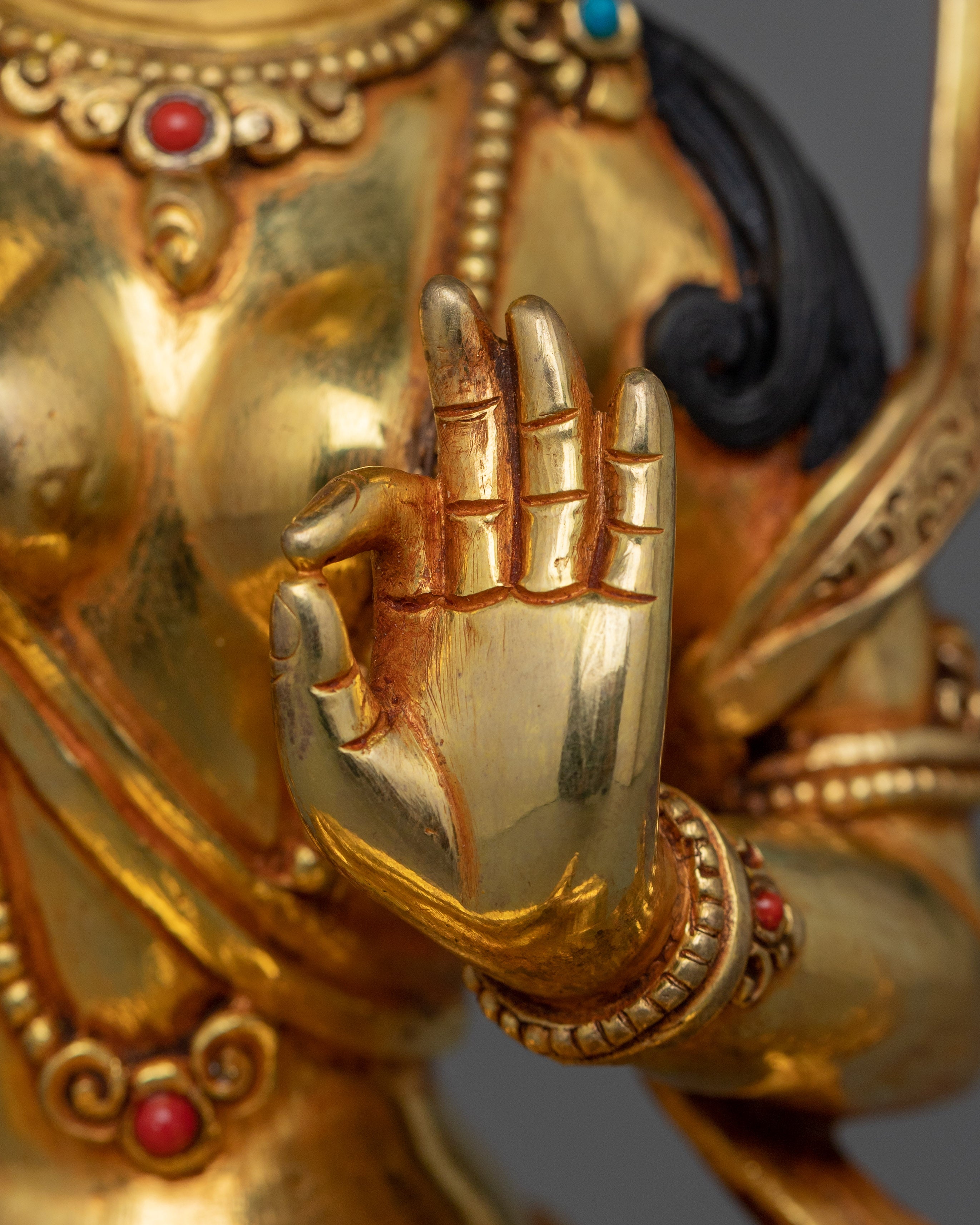 Yeshe Tsogyal and Mandarva Statue | 24k Gold Gilded Sculpture