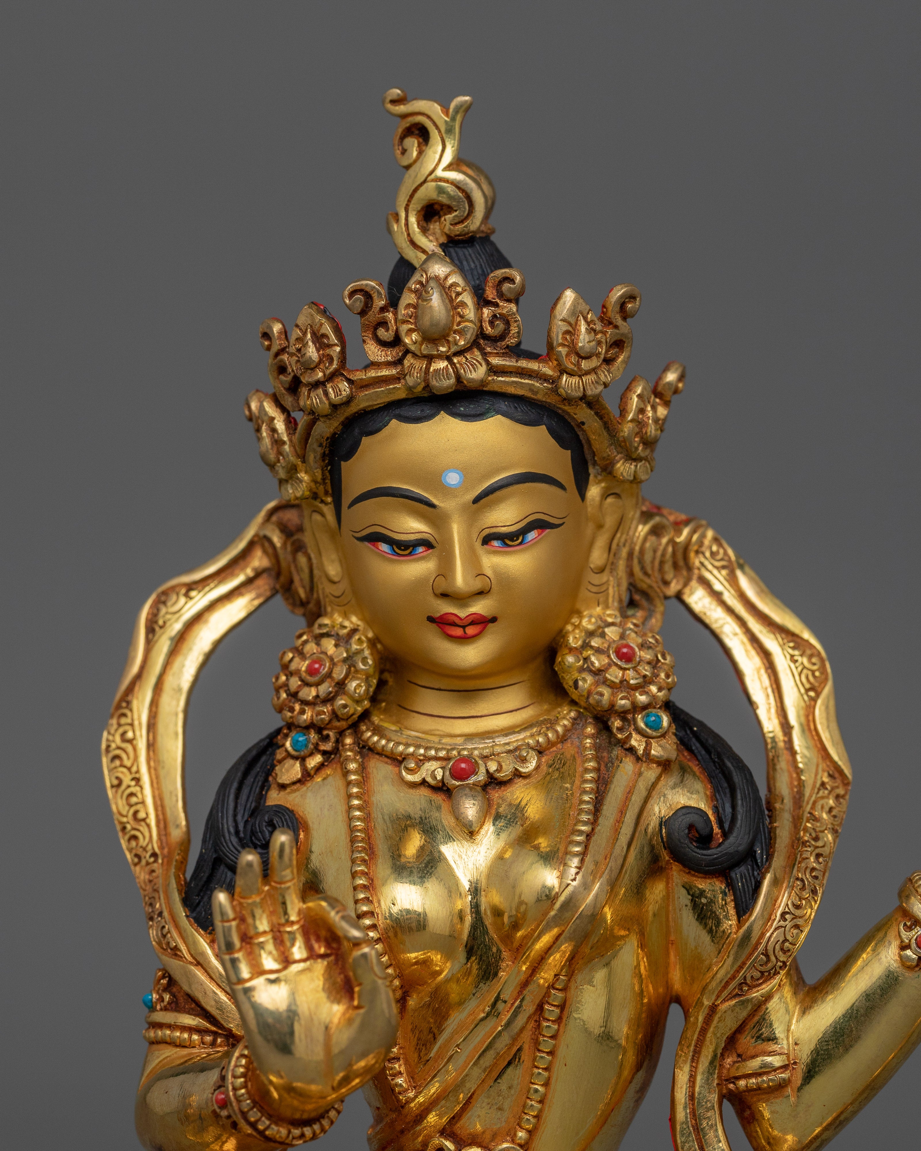 Yeshe Tsogyal and Mandarva Statue | 24k Gold Gilded Sculpture