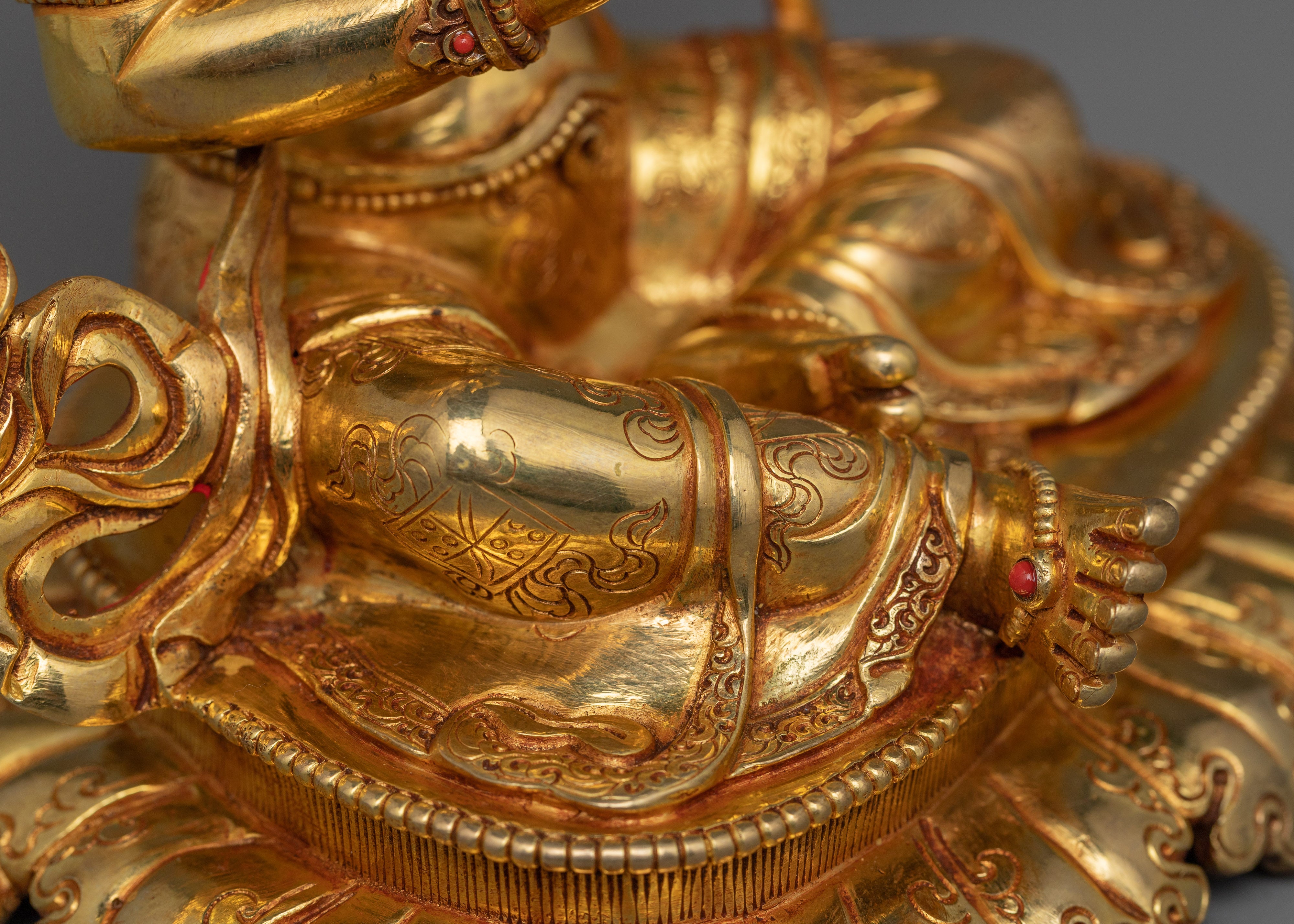 Yeshe Tsogyal and Mandarva Statue | 24k Gold Gilded Sculpture