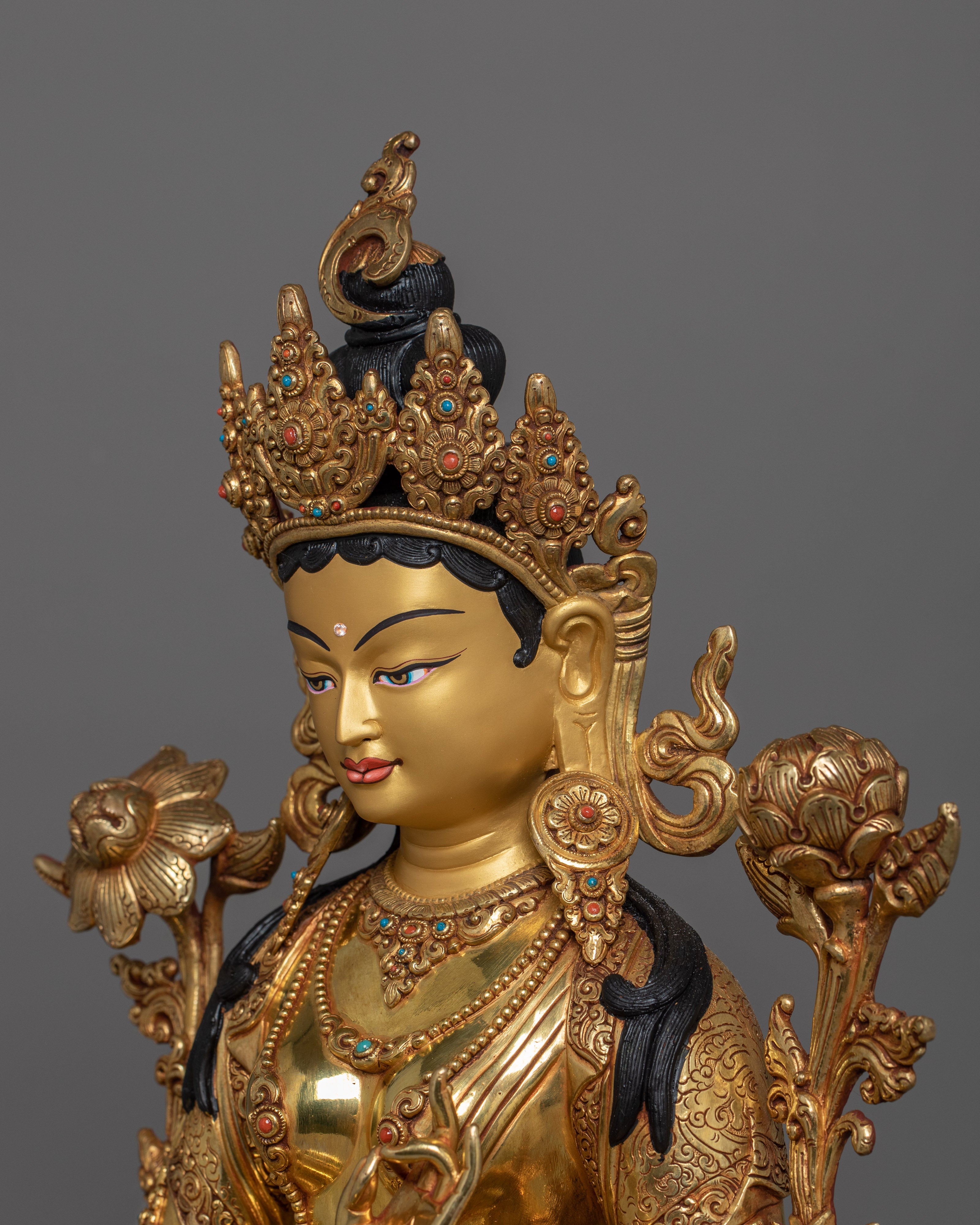 Green Tara on Throne | The Swift and Fearless One