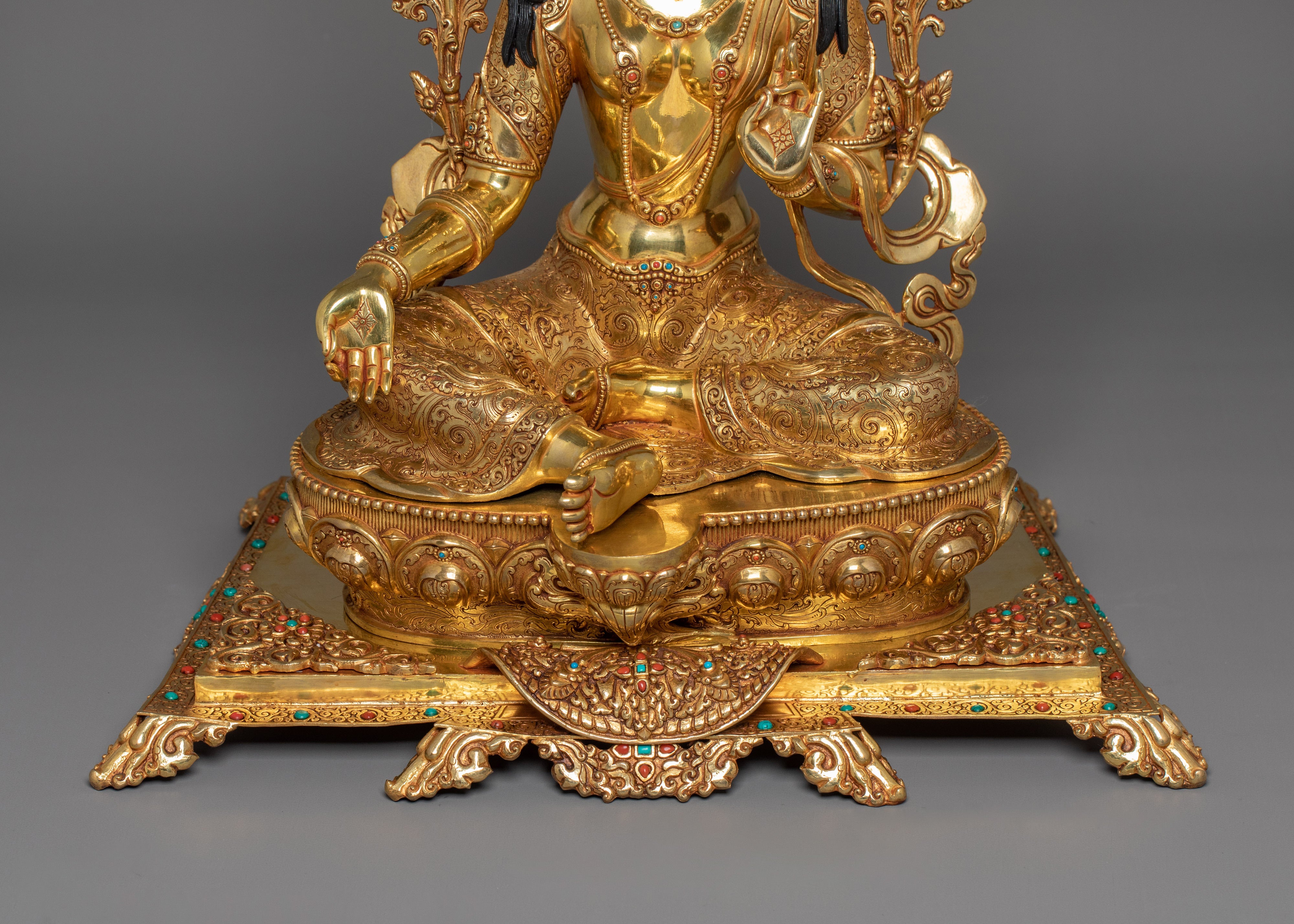 Green Tara on Throne | The Swift and Fearless One