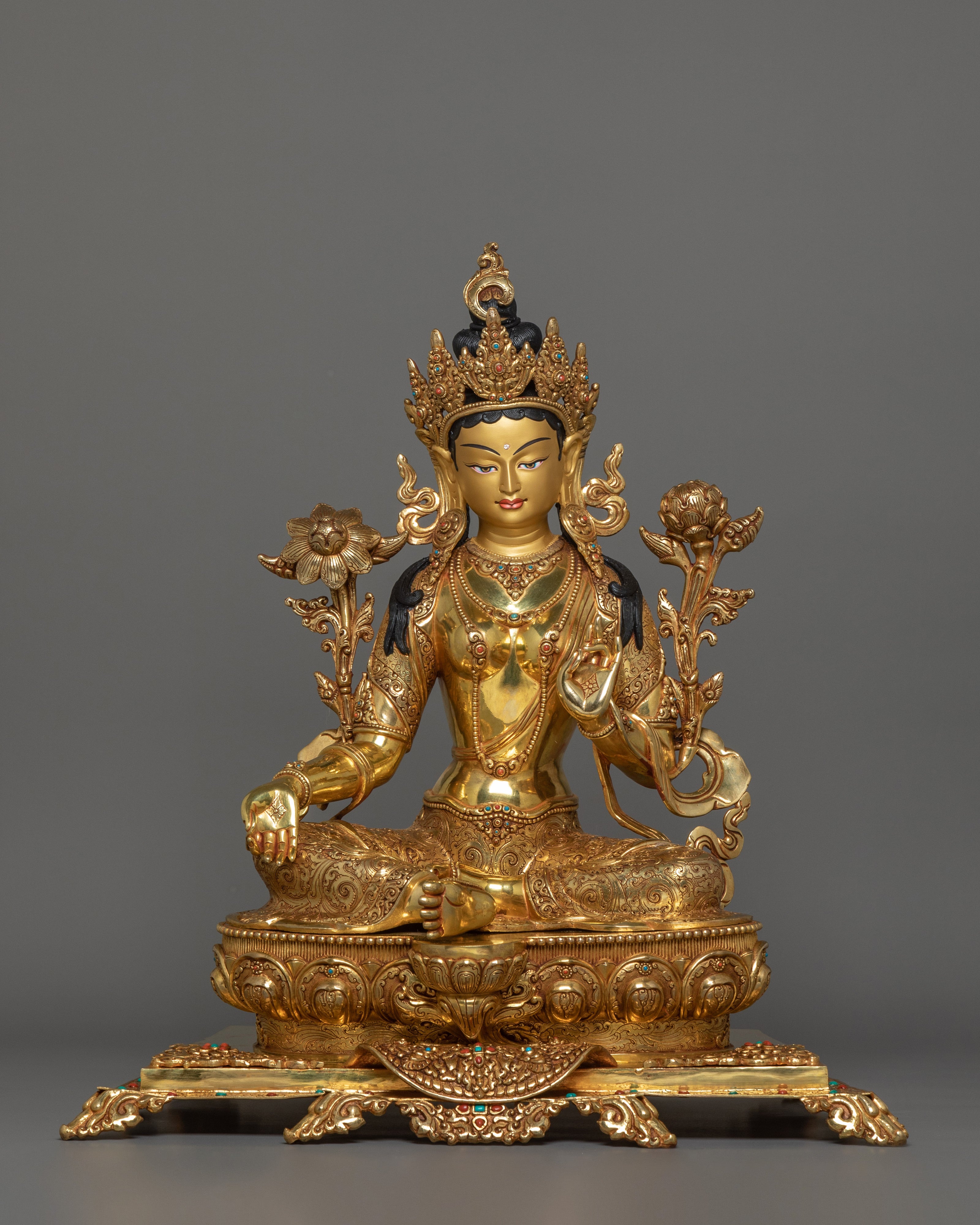Green Tara on Throne | The Swift and Fearless One