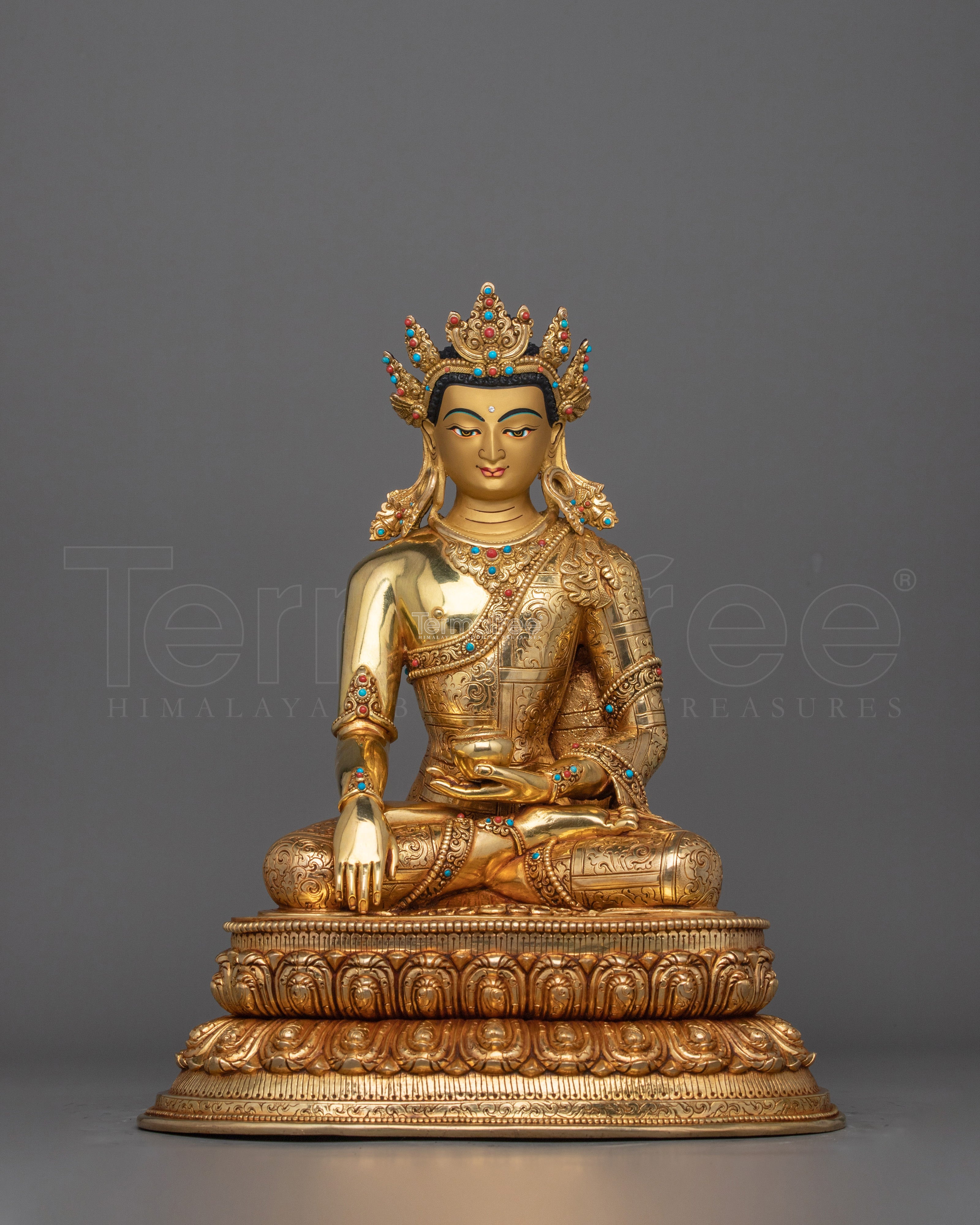 Traditional Statue of Crown Shakyamuni Buddha | The Enlightened One in Royal Attire