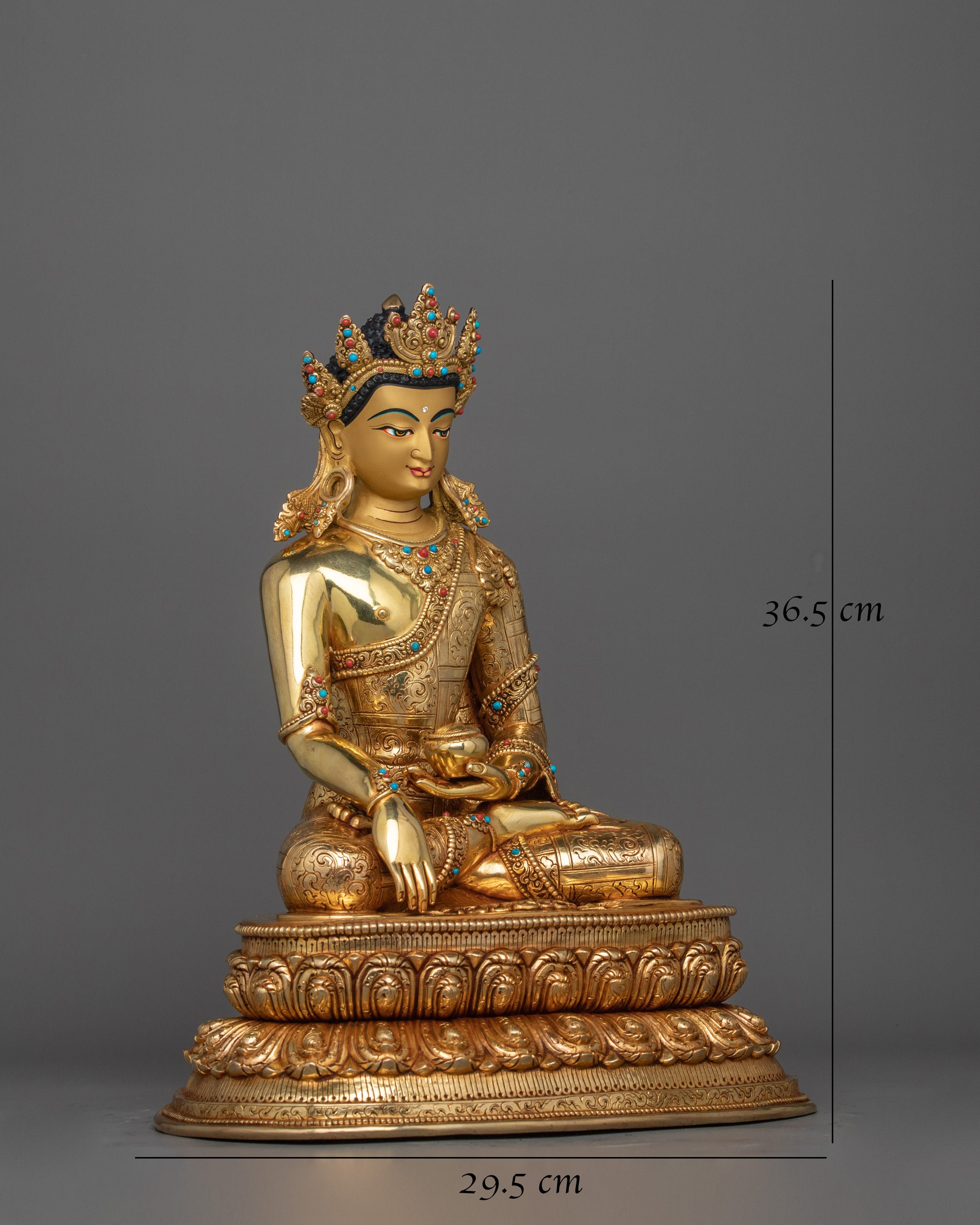 Traditional Statue of Crown Shakyamuni Buddha | The Enlightened One in Royal Attire