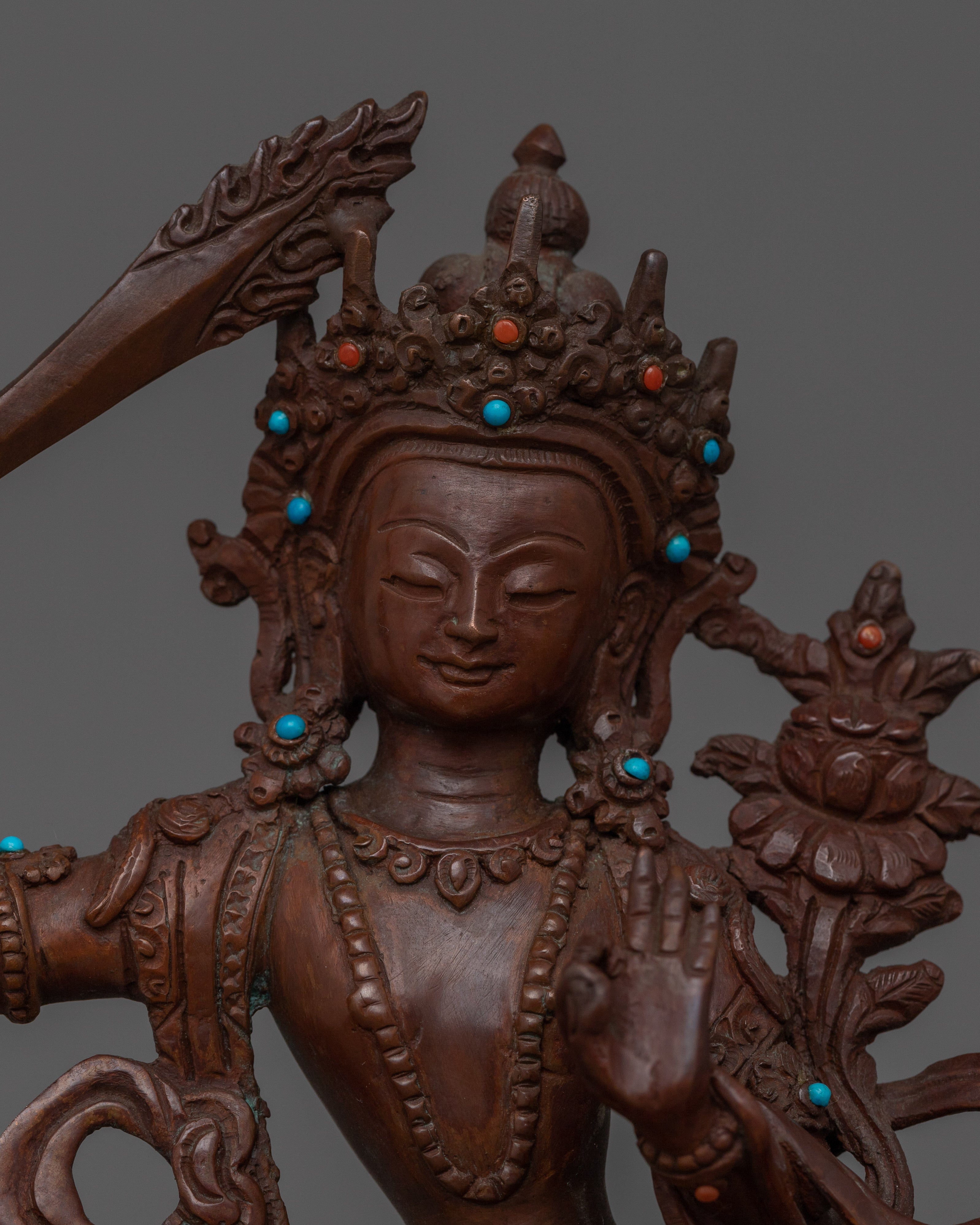 Divine Wisdom God Manjushri | Oxidized Sculpture
