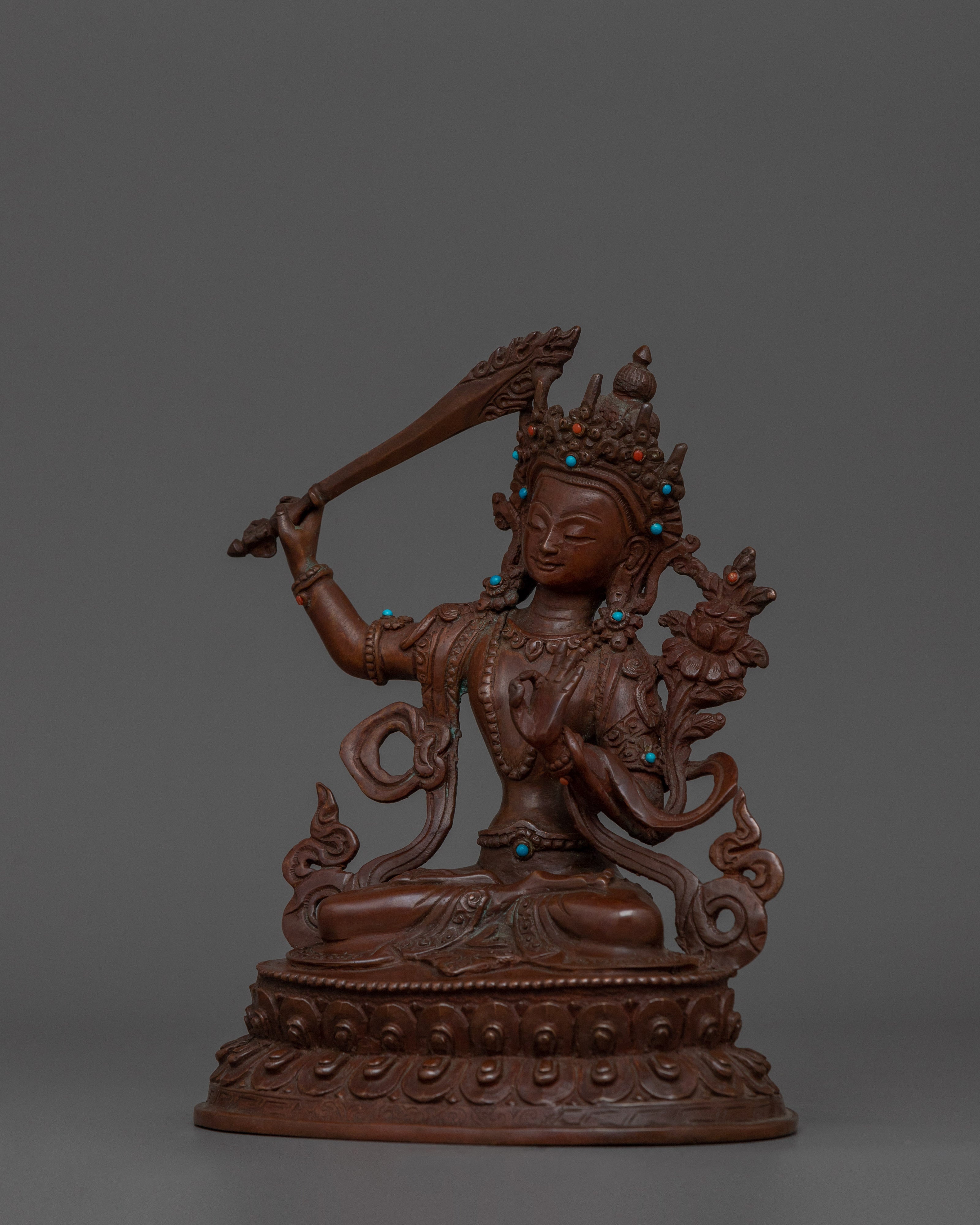 Divine Wisdom God Manjushri | Oxidized Sculpture