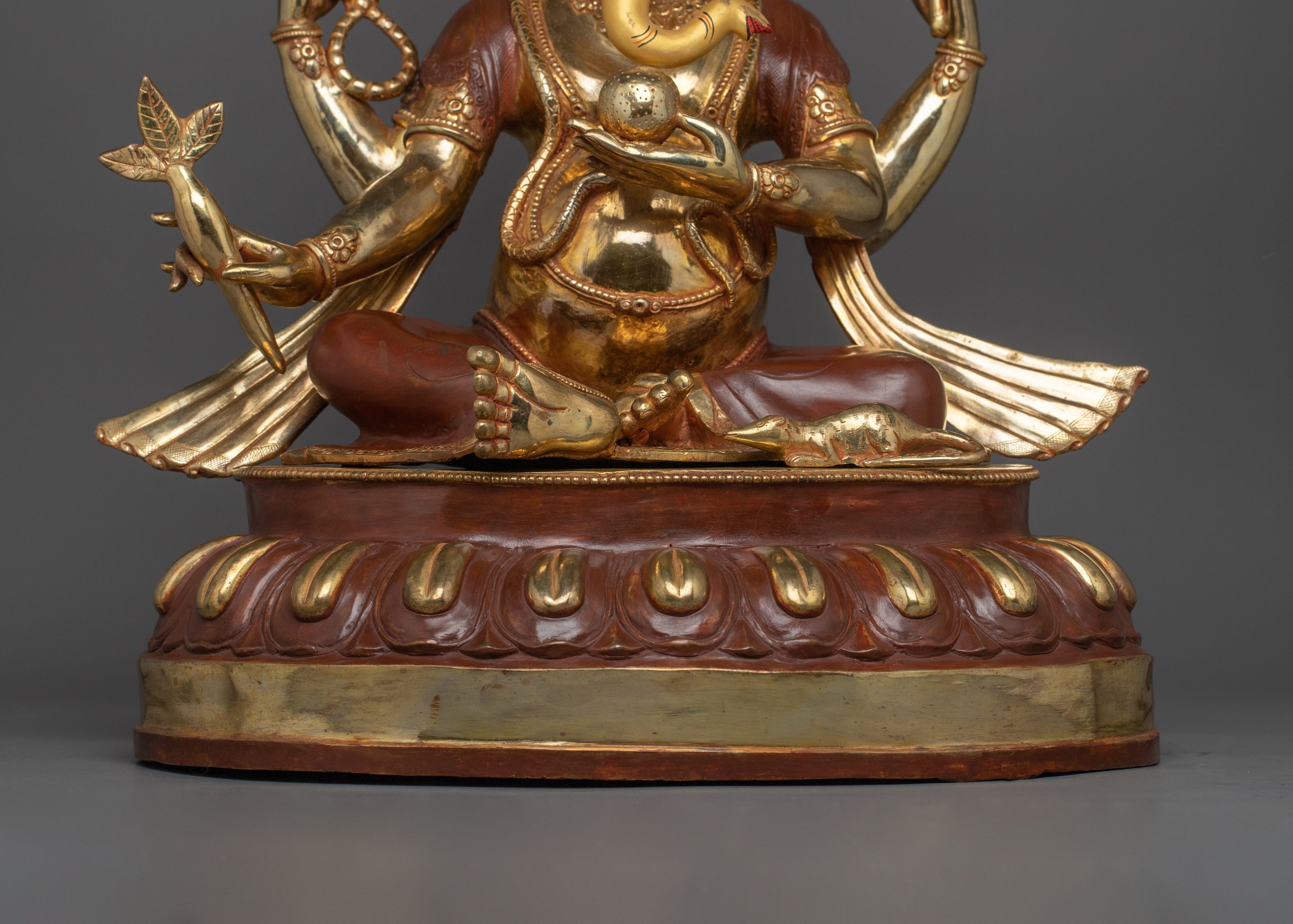 Prosperity and Wisdom Deity Ganesh | 24K Gold Gilded Sculpture