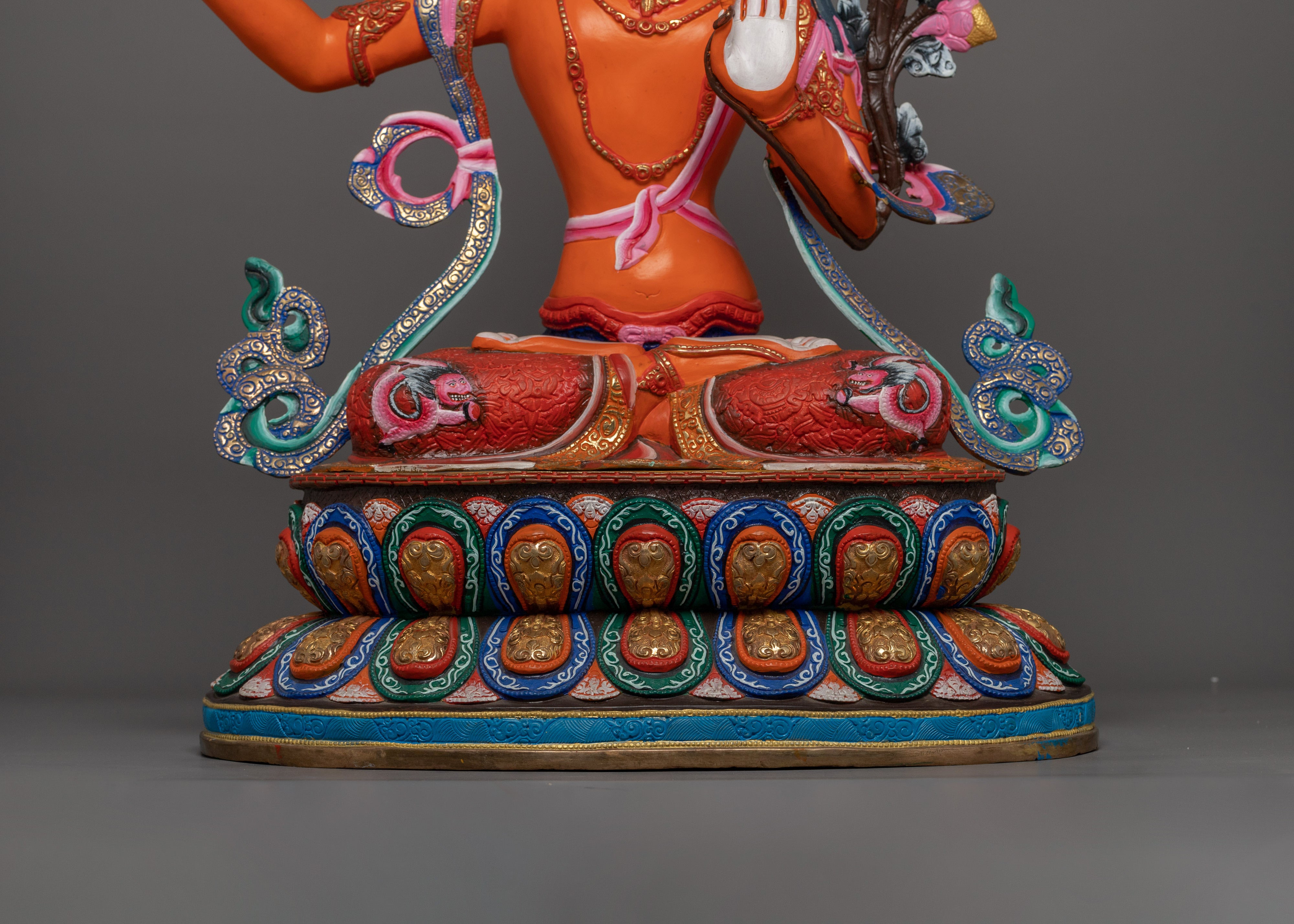 Traditionally Crafted Statue of Manjushri | The Lion of Speech