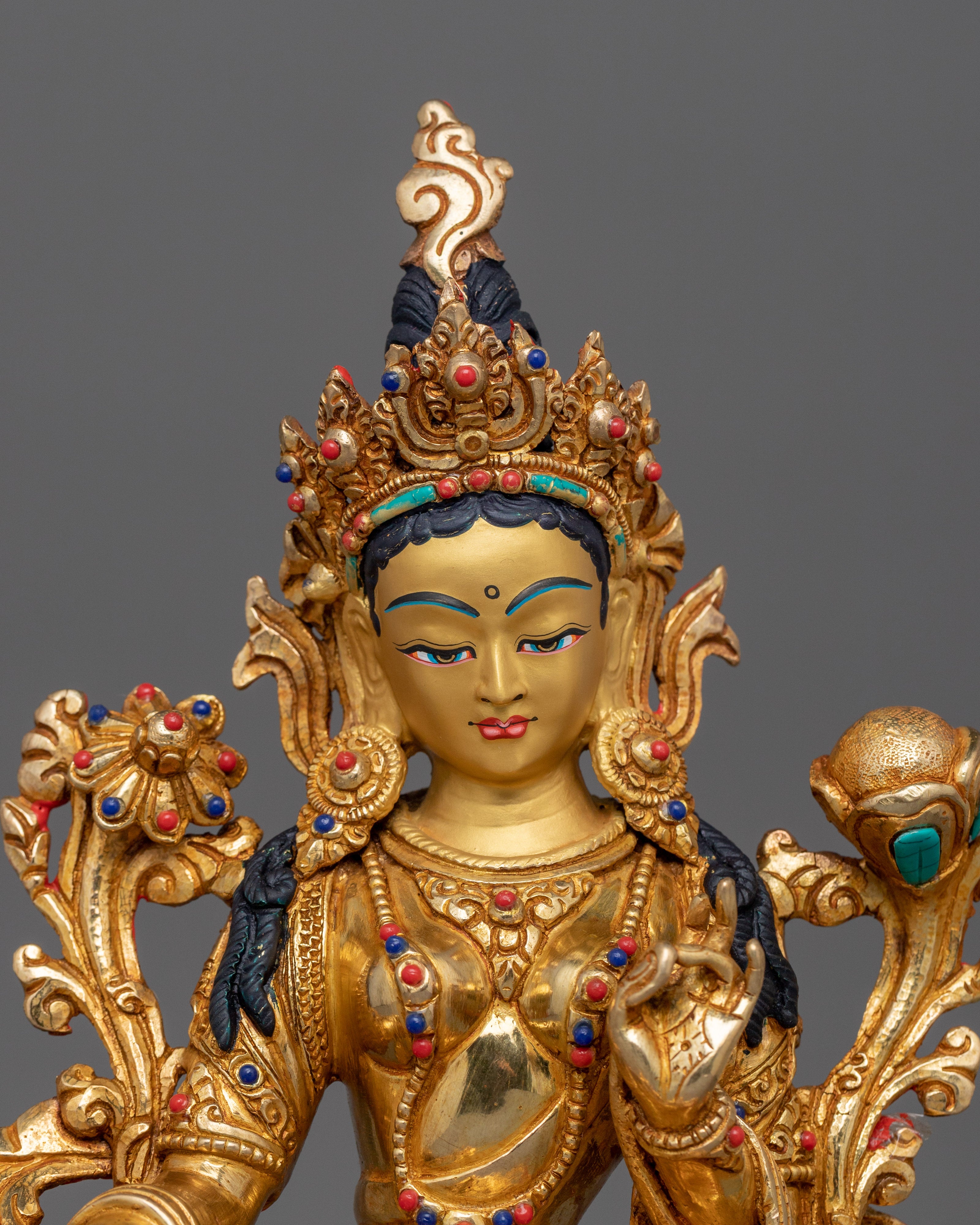 Handcrafted Statue of Enlighten Compassion Green Tara | The Swift Savior