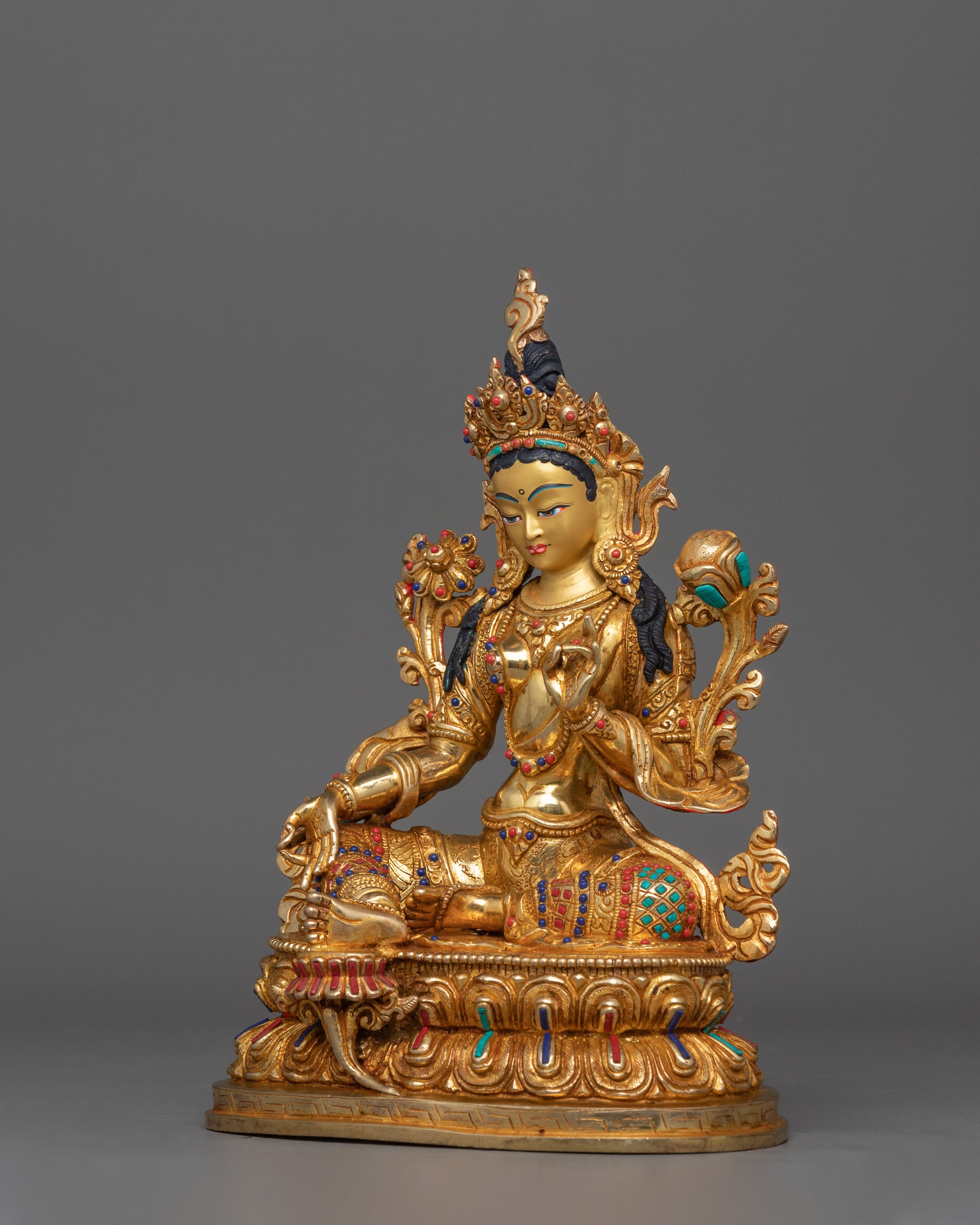 Handcrafted Statue of Enlighten Compassion Green Tara | The Swift Savior