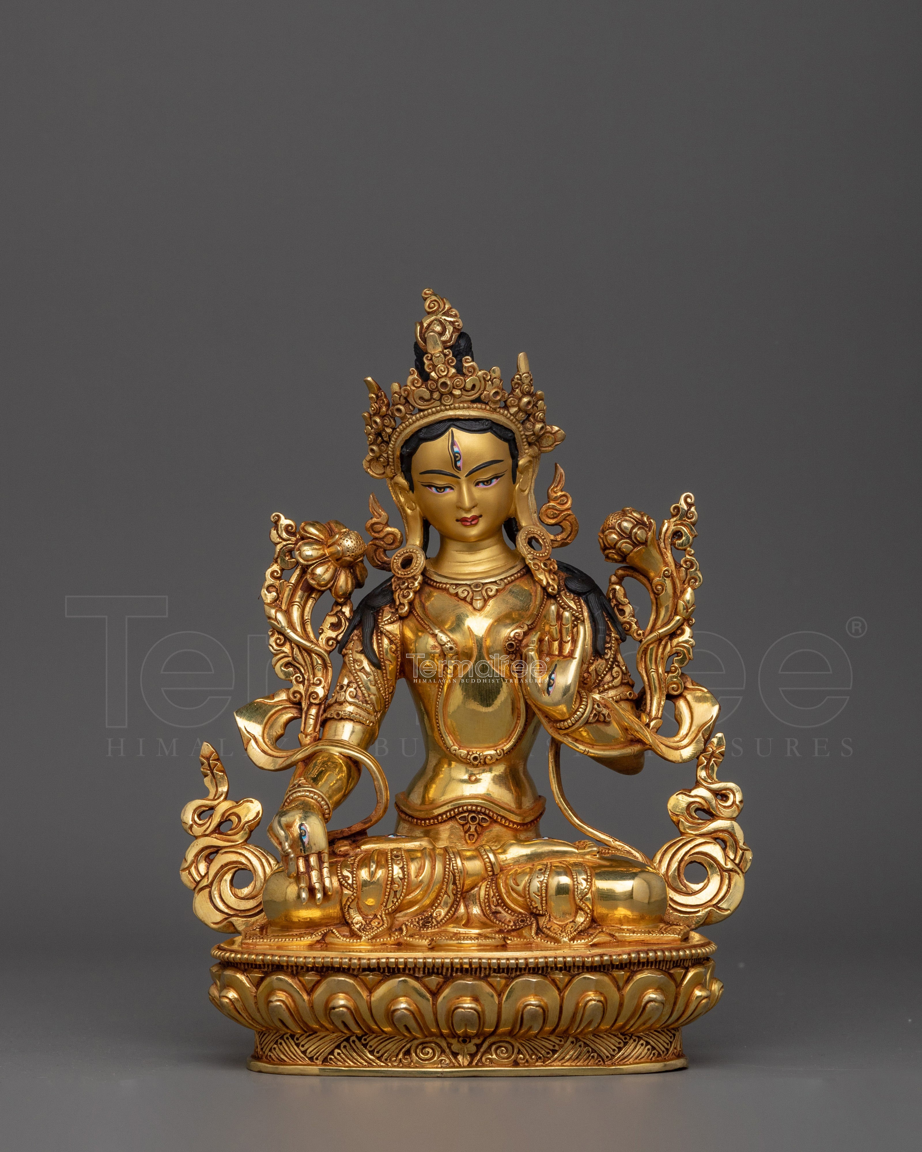 Golden Statue of White Tara | Sita Tara - Compassionate and Healing Deity