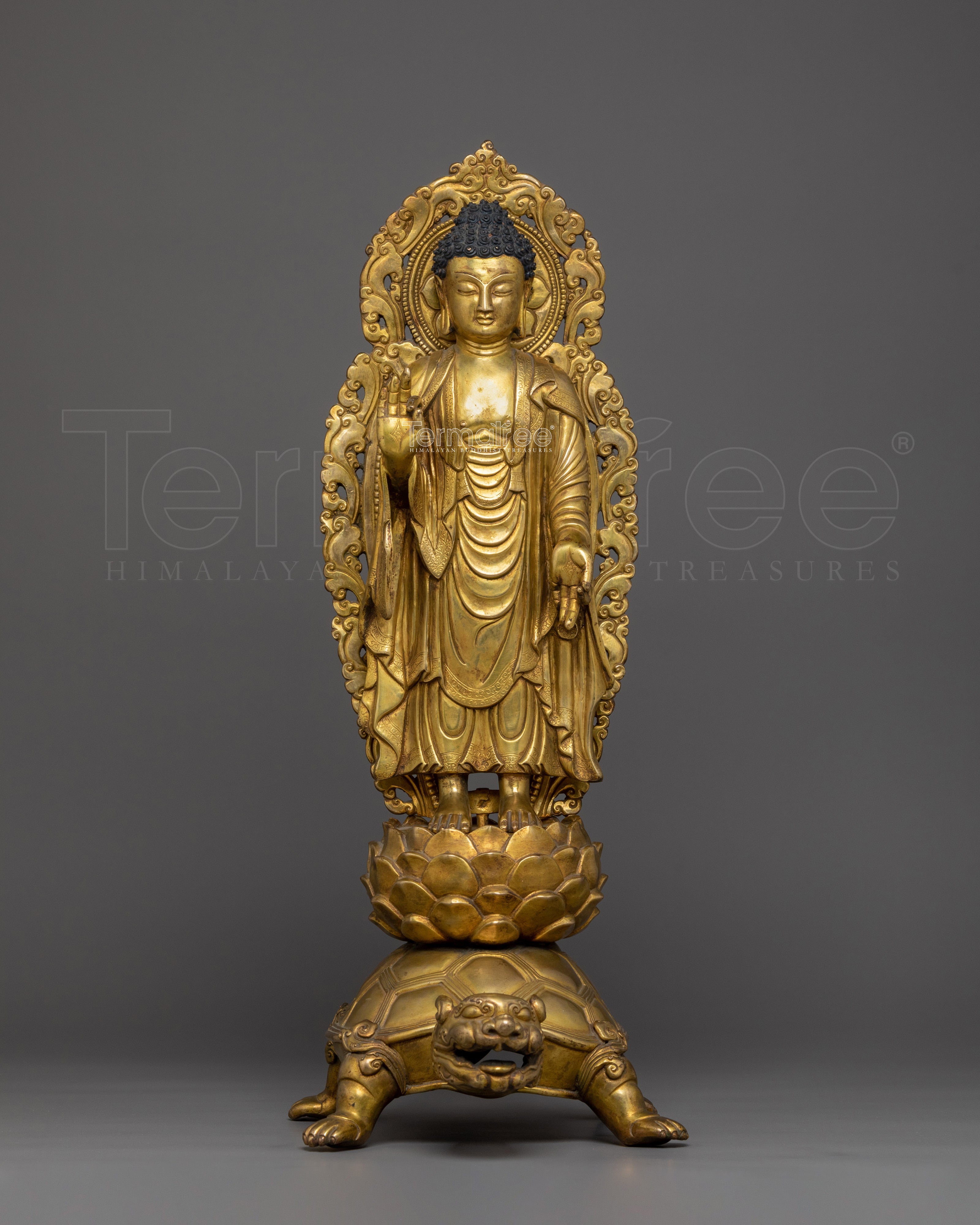 Shakyamuni Buddha on Turtle Statue | Emblem of Strength and Serenity