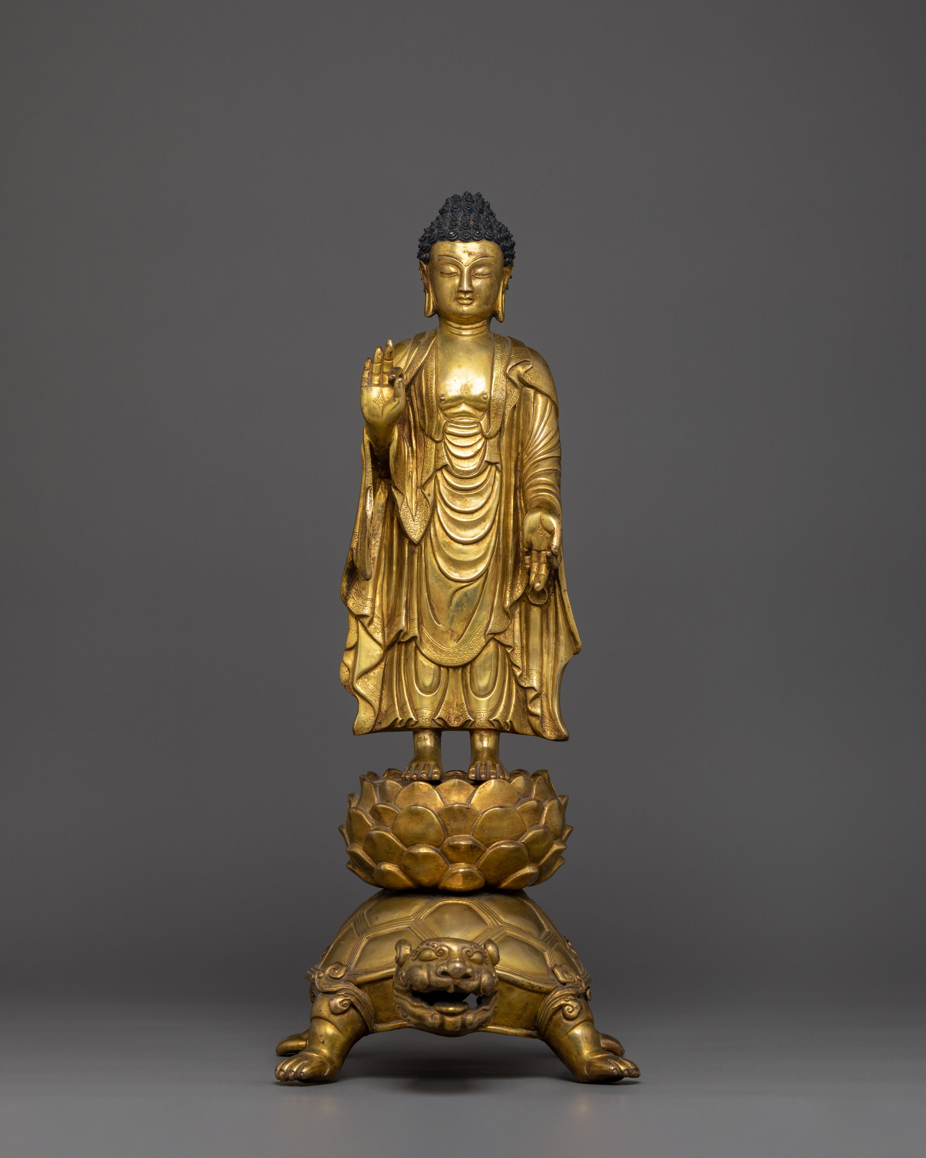 Shakyamuni Buddha on Turtle Statue | Emblem of Strength and Serenity