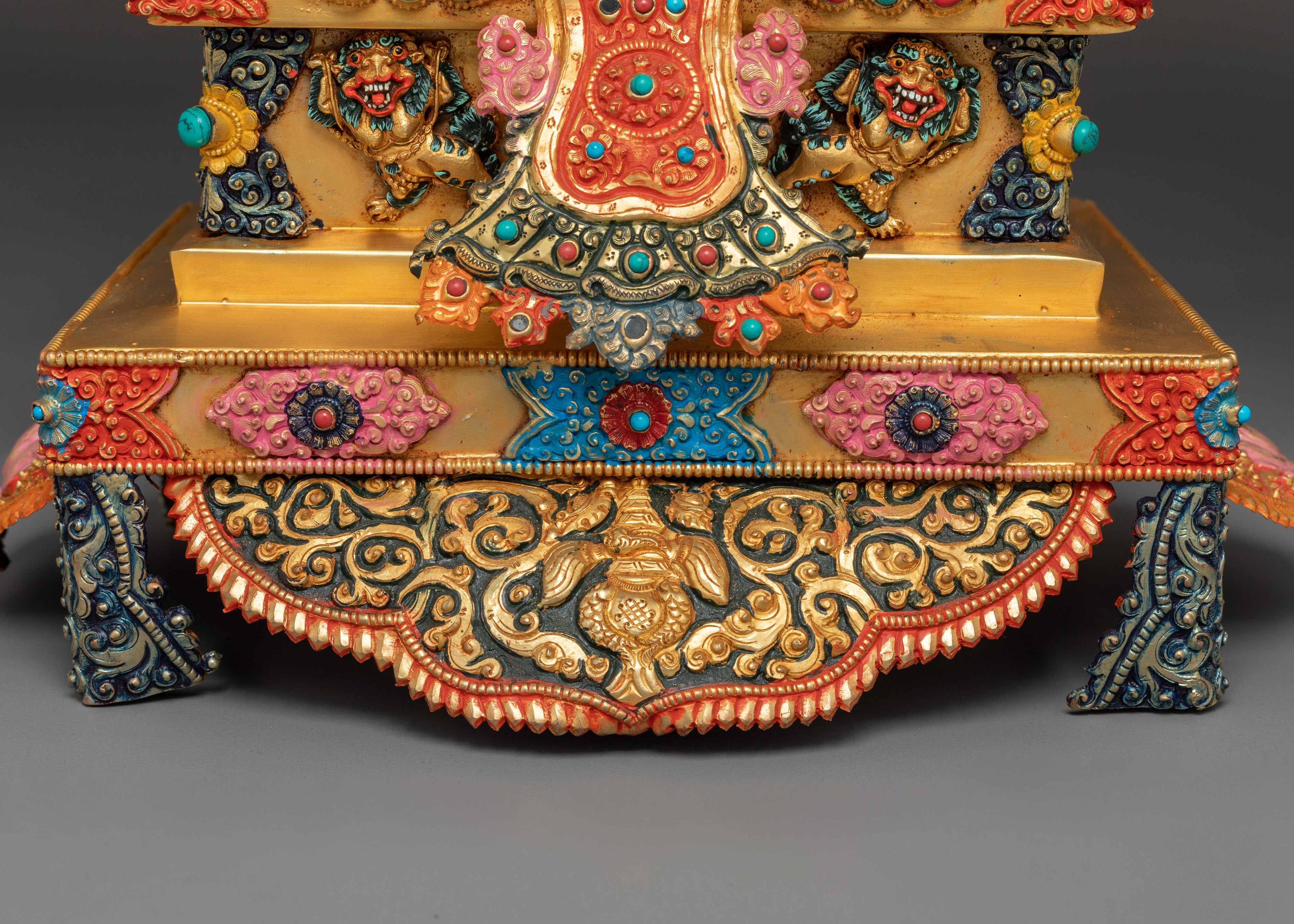 Magnificent 21 Tara statue set | 24K Gold Gilded with Handcarved Gemstones Statue Set