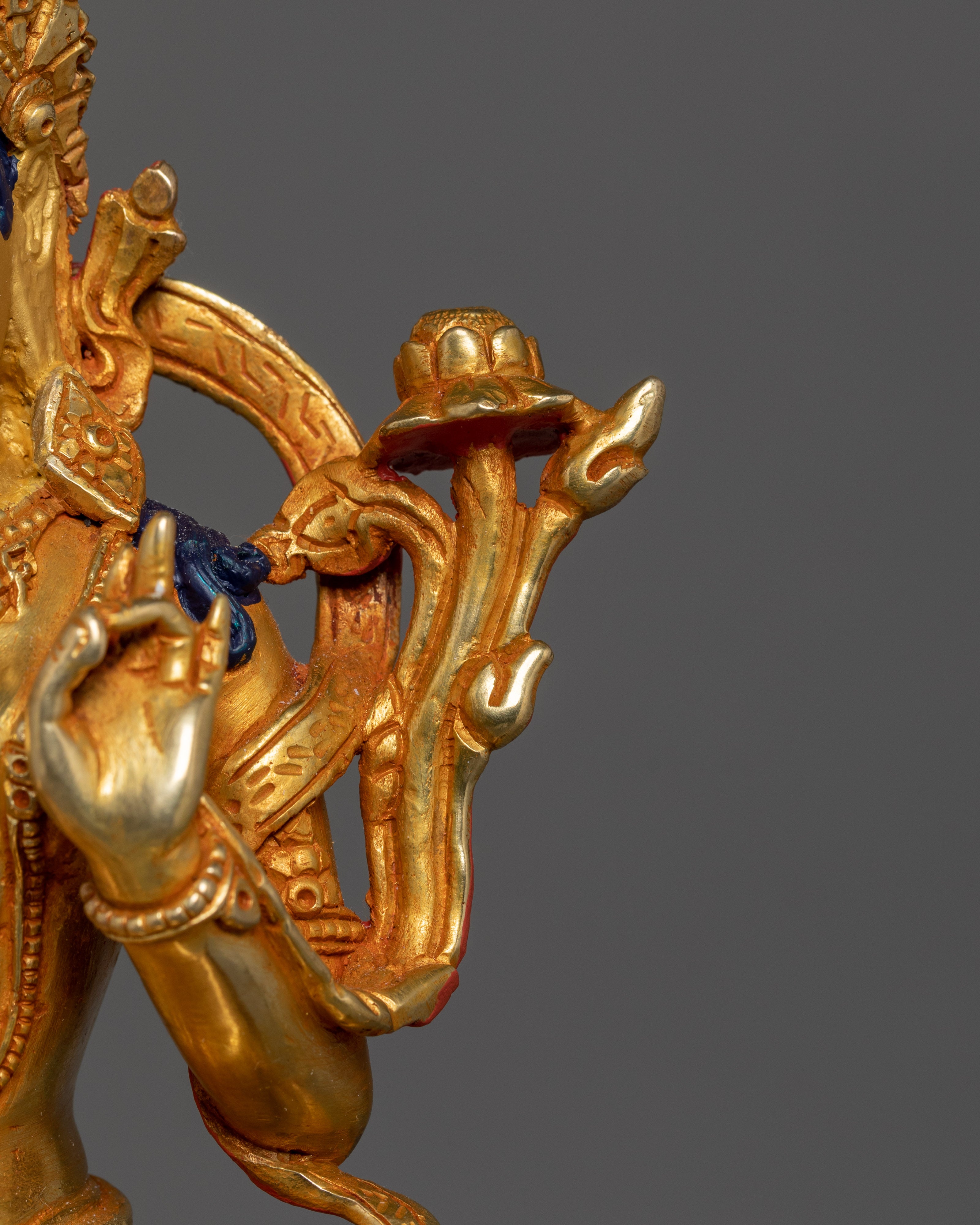 Magnificent 21 Tara statue set | 24K Gold Gilded with Handcarved Gemstones Statue Set