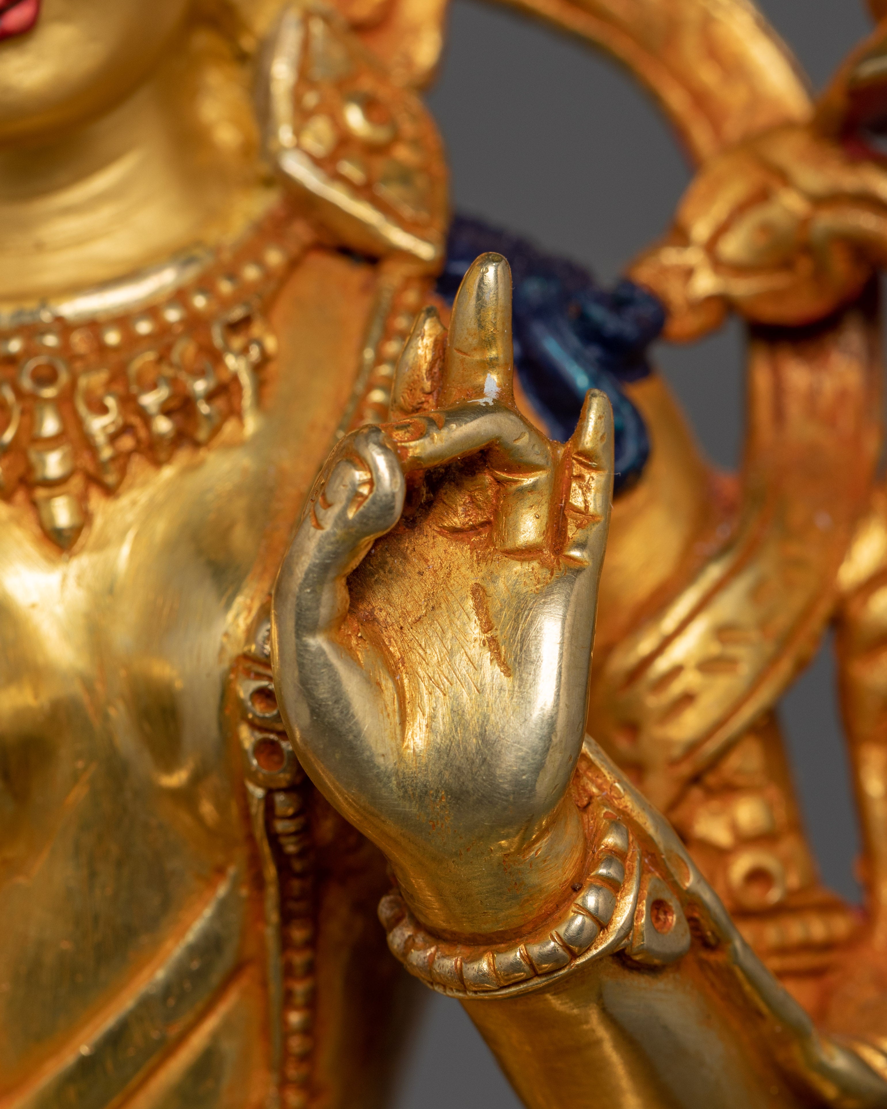 Magnificent 21 Tara statue set | 24K Gold Gilded with Handcarved Gemstones Statue Set