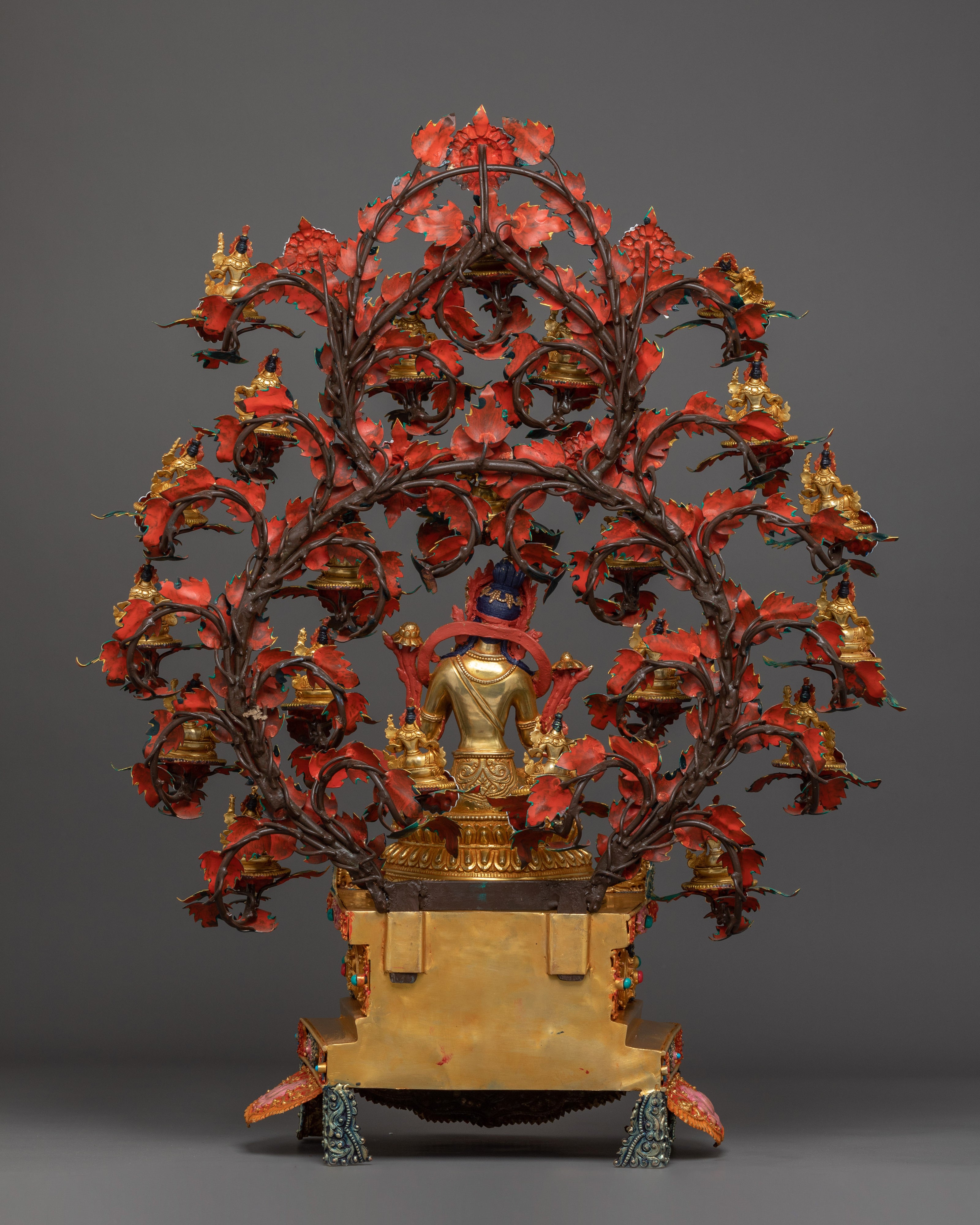 Magnificent 21 Tara statue set | 24K Gold Gilded with Handcarved Gemstones Statue Set