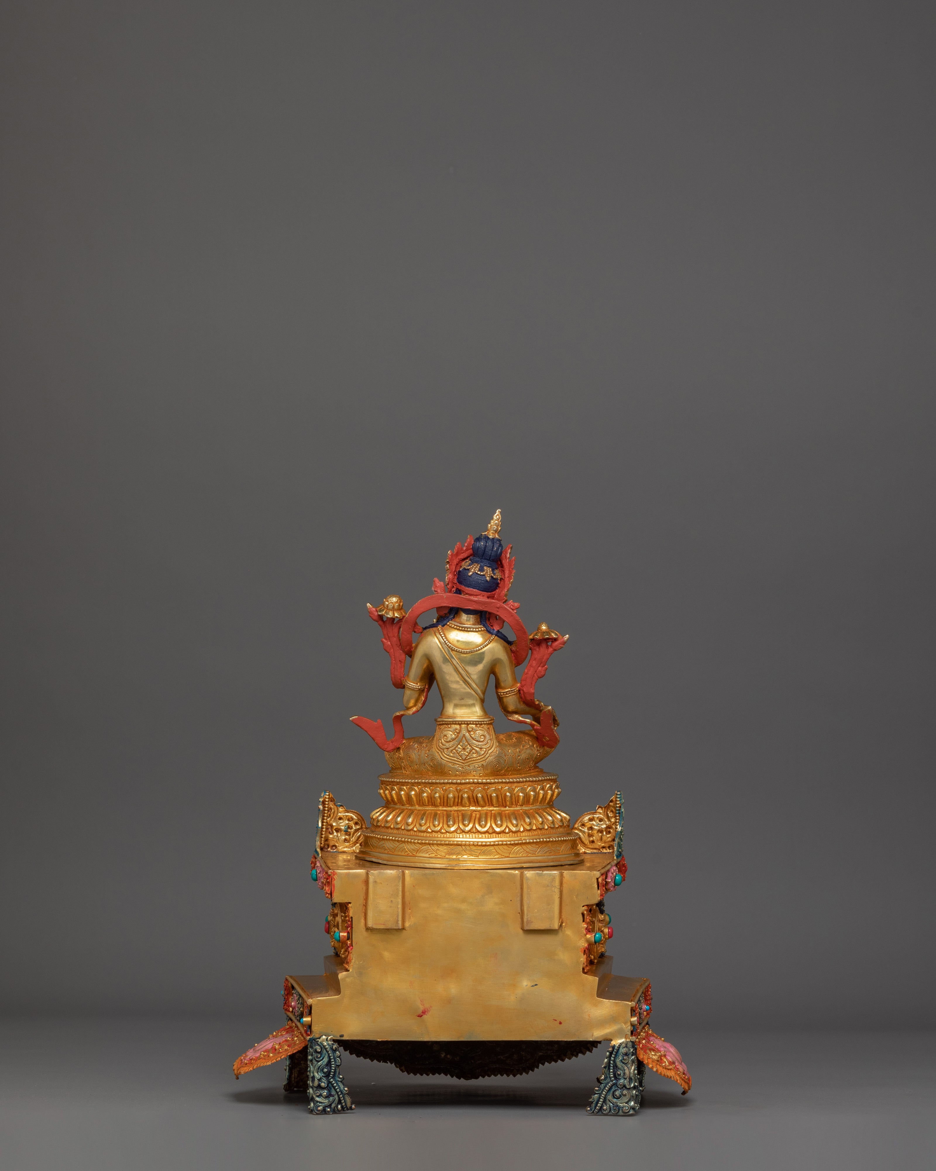 Magnificent 21 Tara statue set | 24K Gold Gilded with Handcarved Gemstones Statue Set