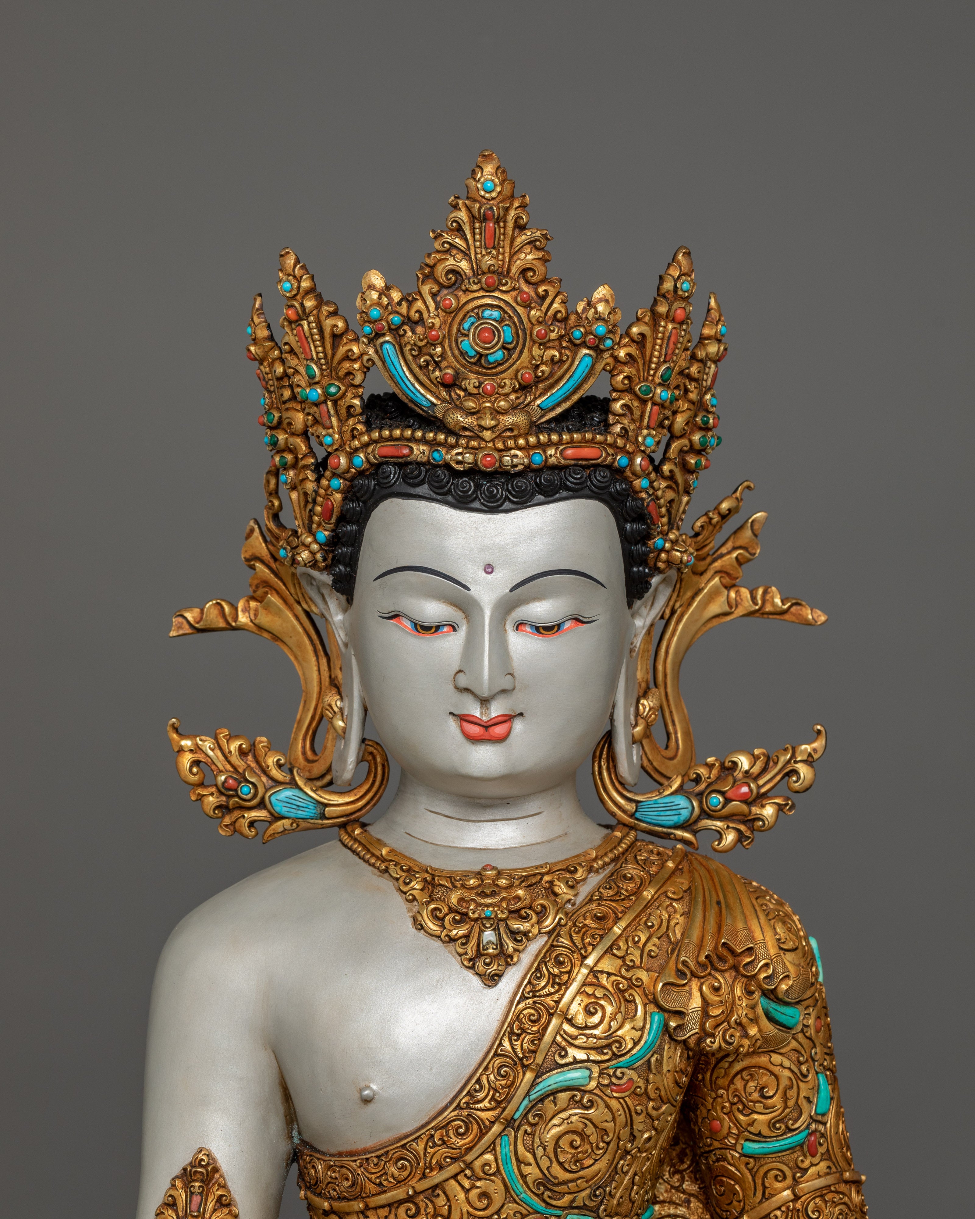 Tibetan Crown Shakyamuni Buddha Statue | The Jeweled Sage