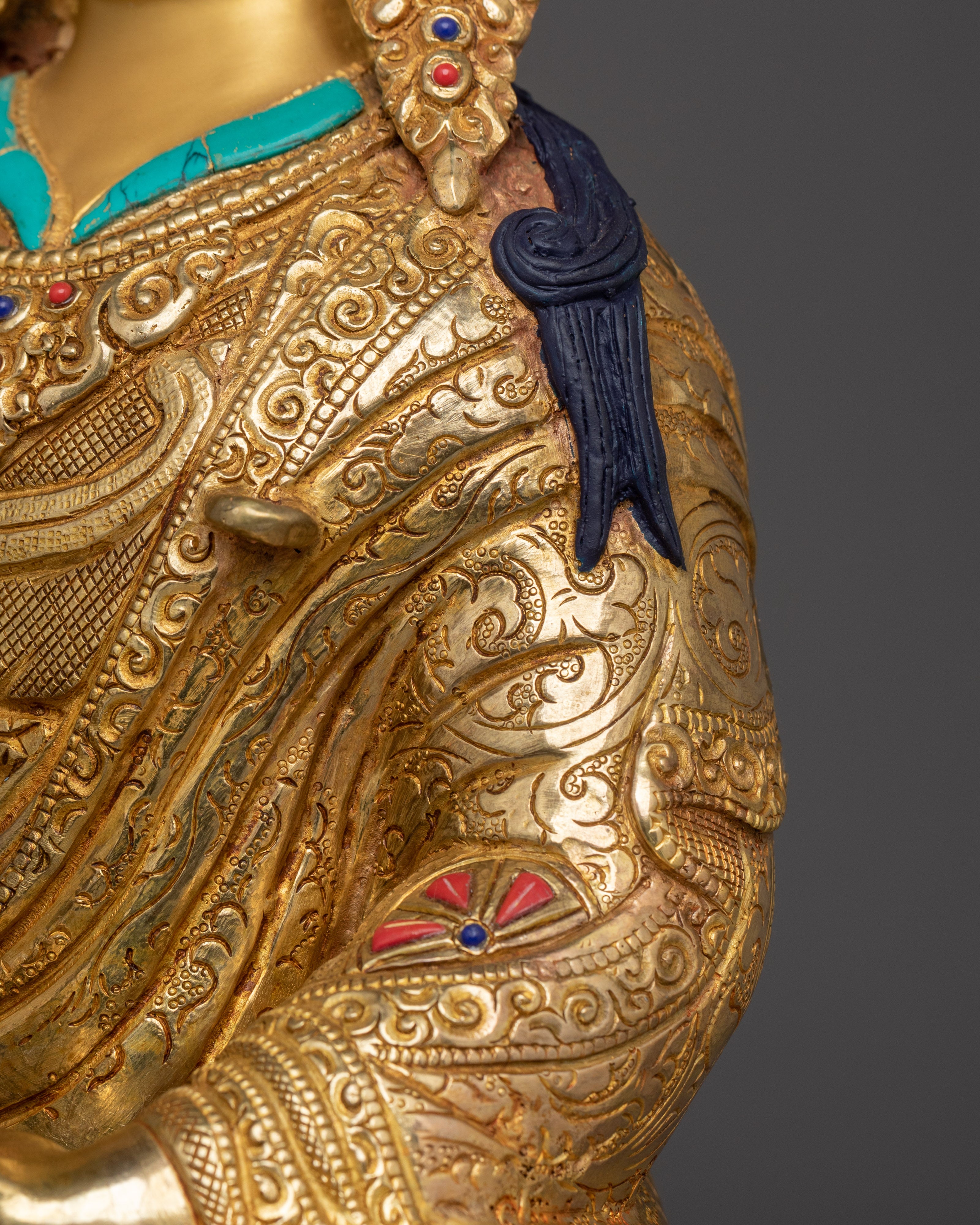 Guru Rinpoche Tantric Master Statue | Padmasambhava Golden Sculpture