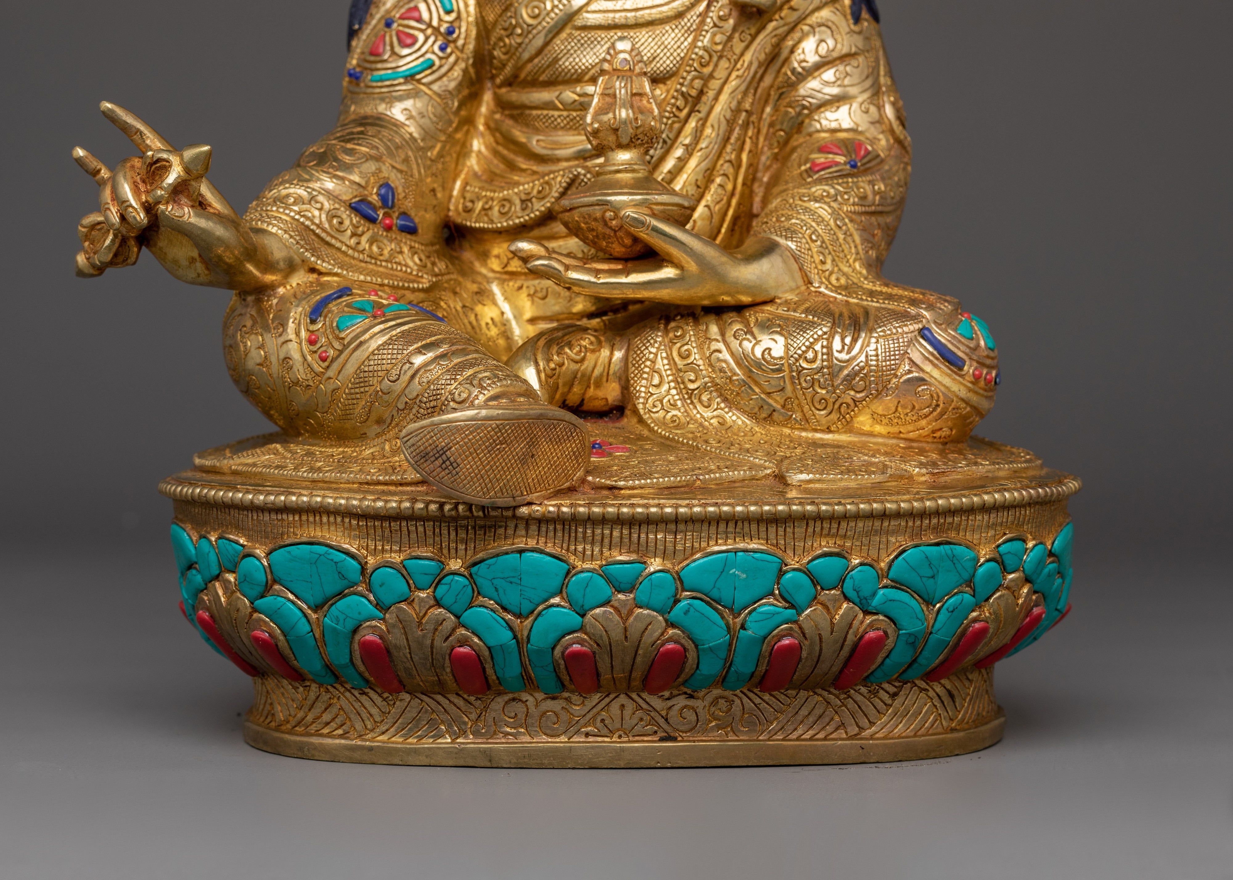 Guru Rinpoche Tantric Master Statue | Padmasambhava Golden Sculpture