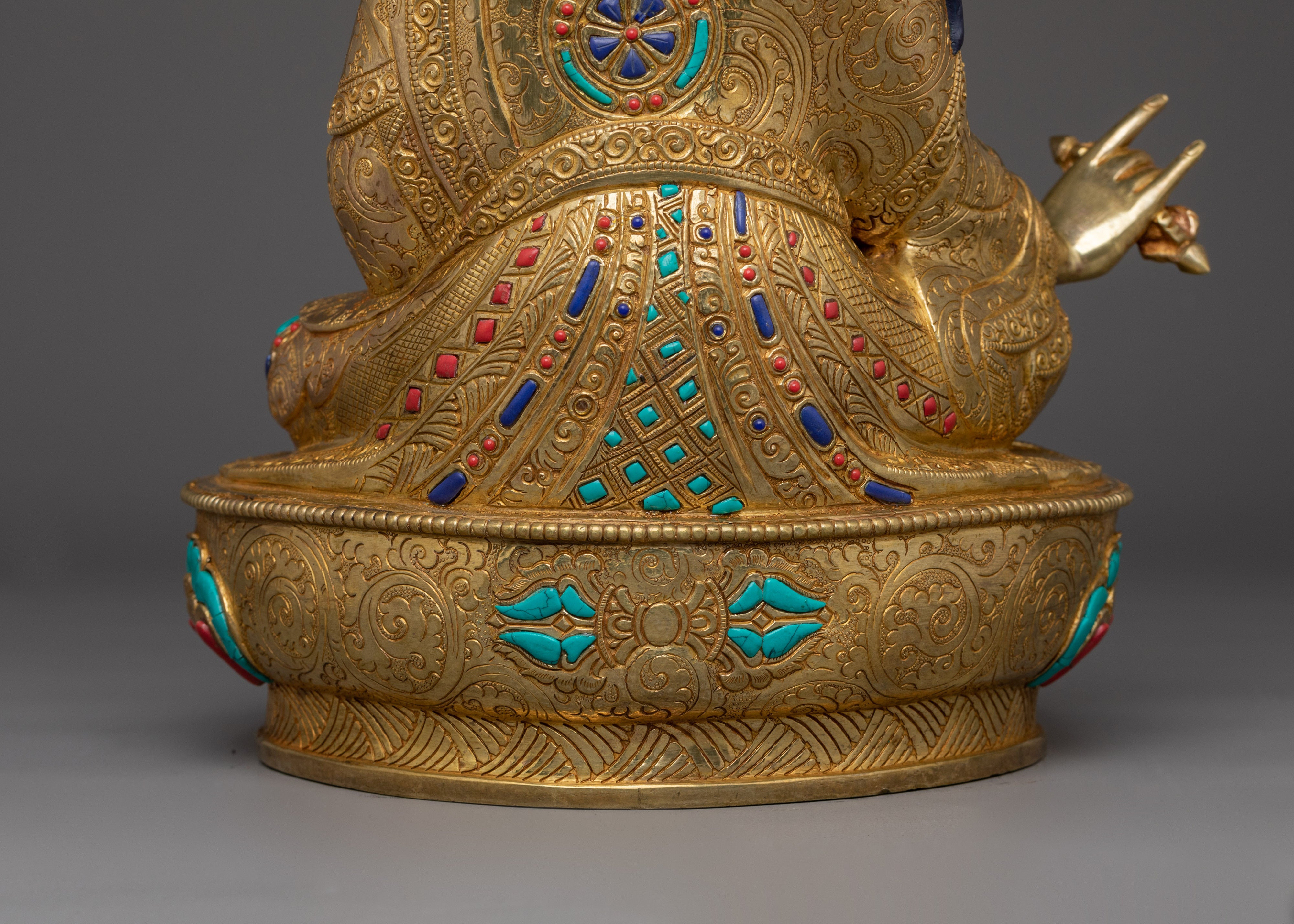Guru Rinpoche Tantric Master Statue | Padmasambhava Golden Sculpture