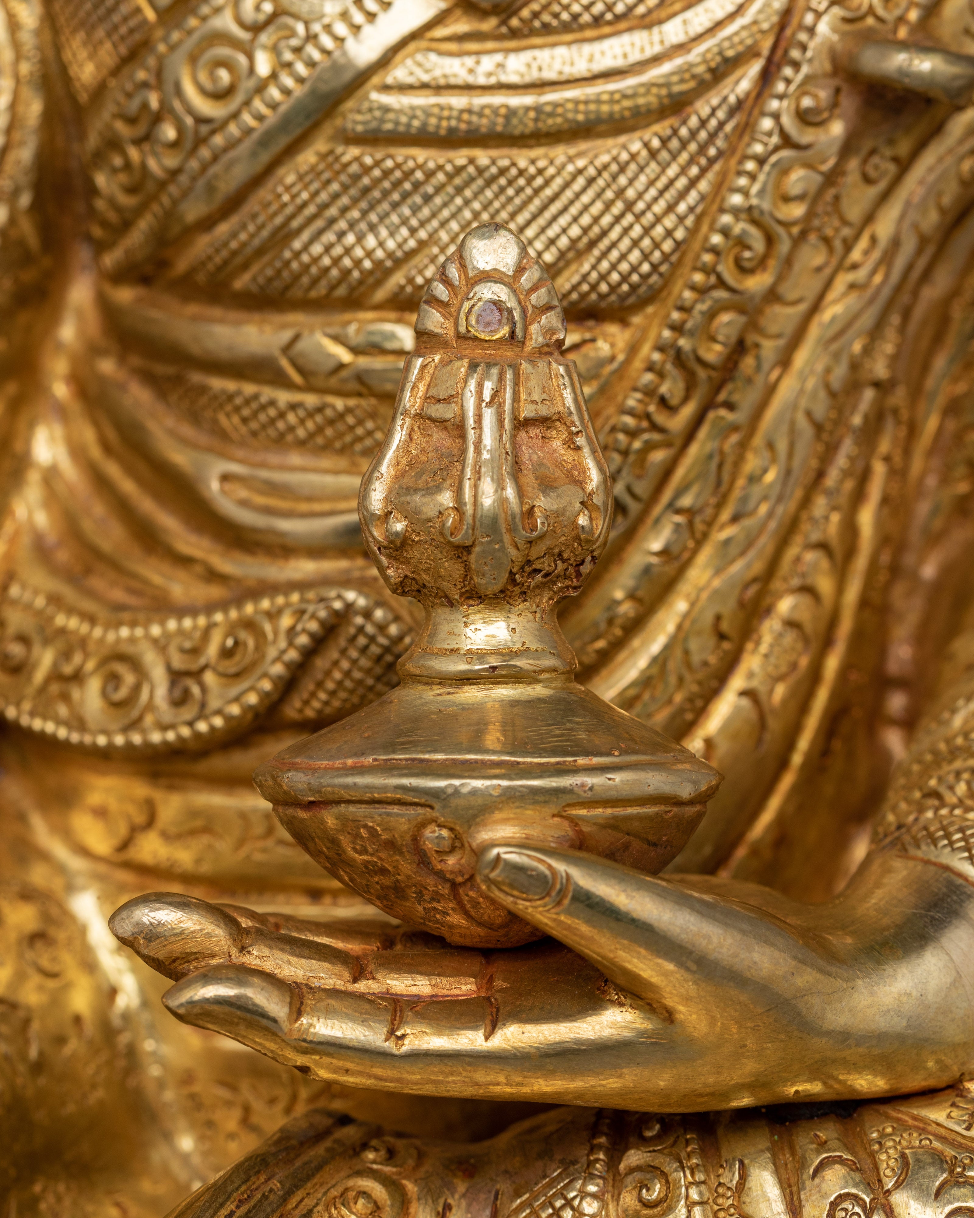 Guru Rinpoche Tantric Master Statue | Padmasambhava Golden Sculpture