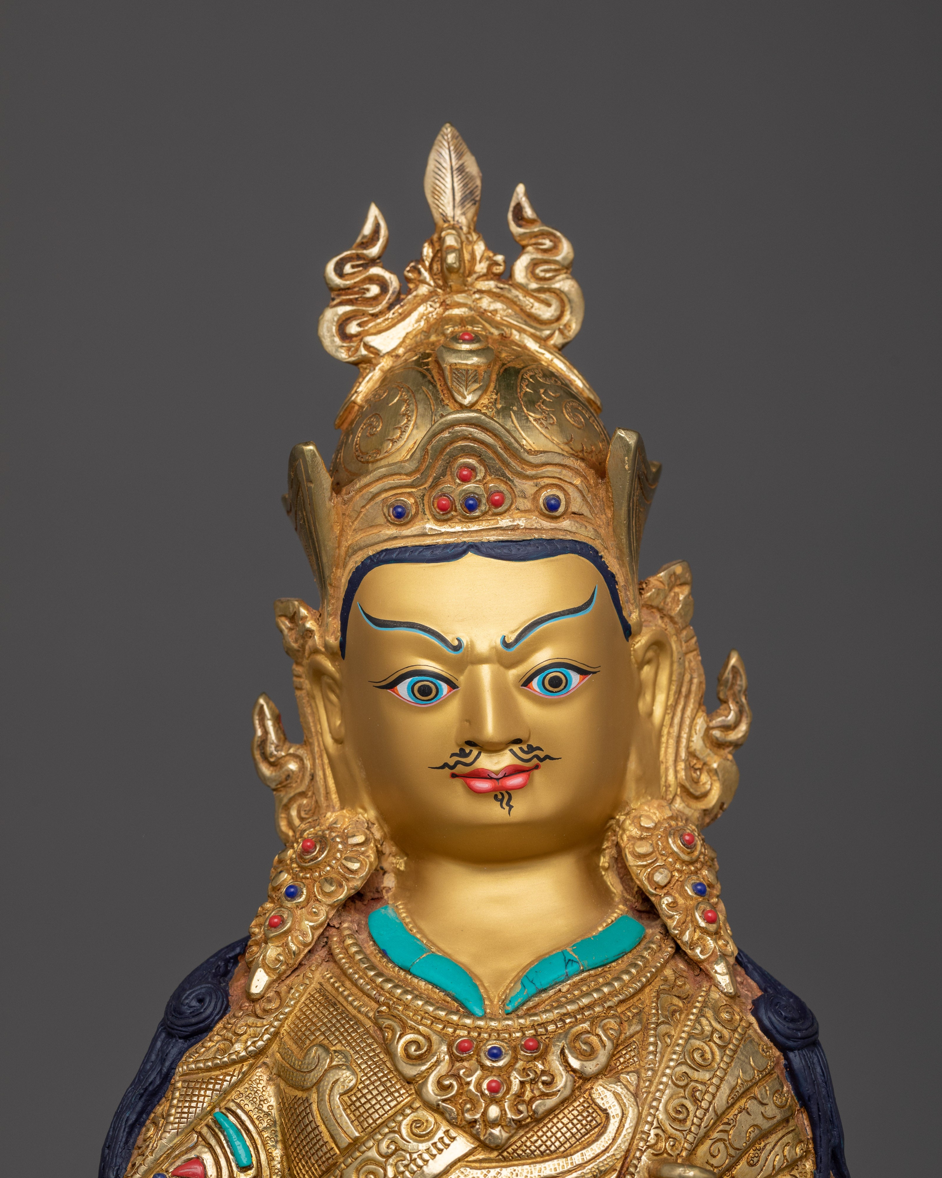Guru Rinpoche Tantric Master Statue | Padmasambhava Golden Sculpture