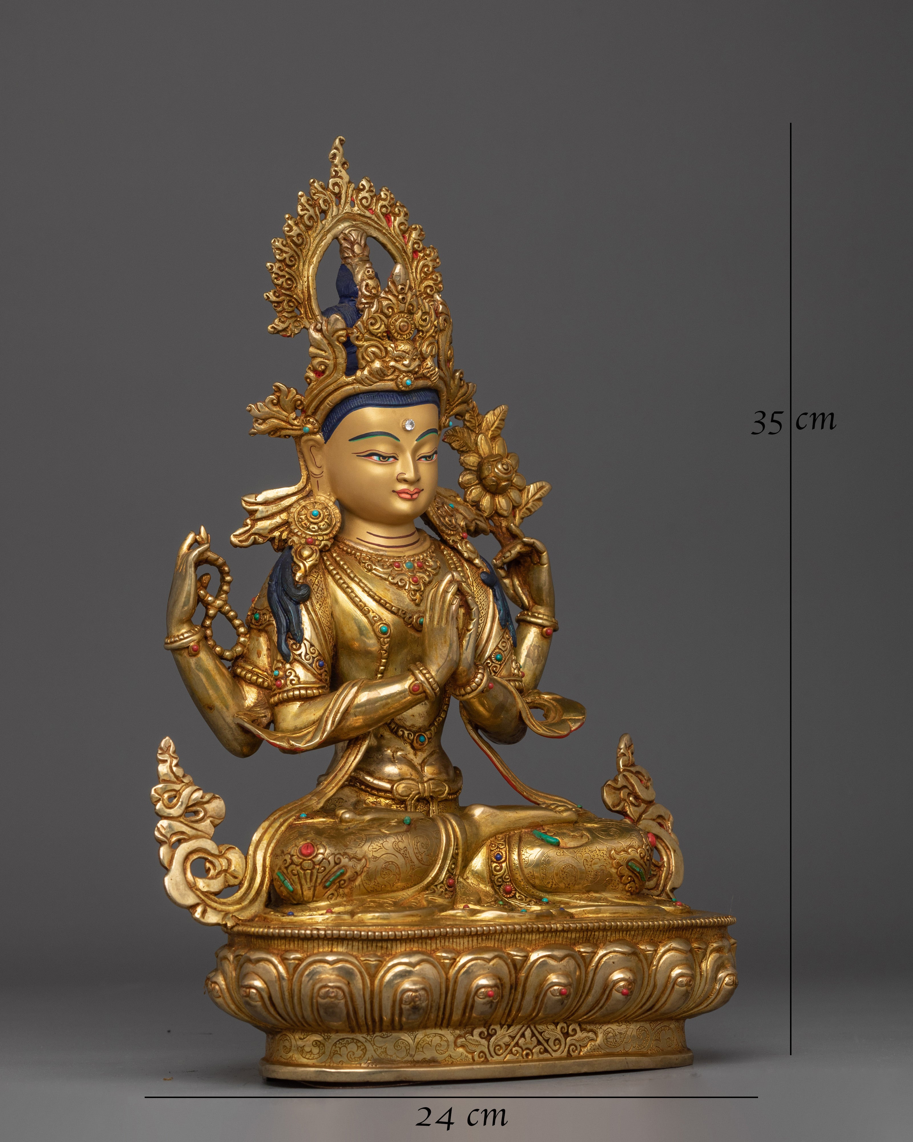 four-armed-chenrezig-golden-statue
