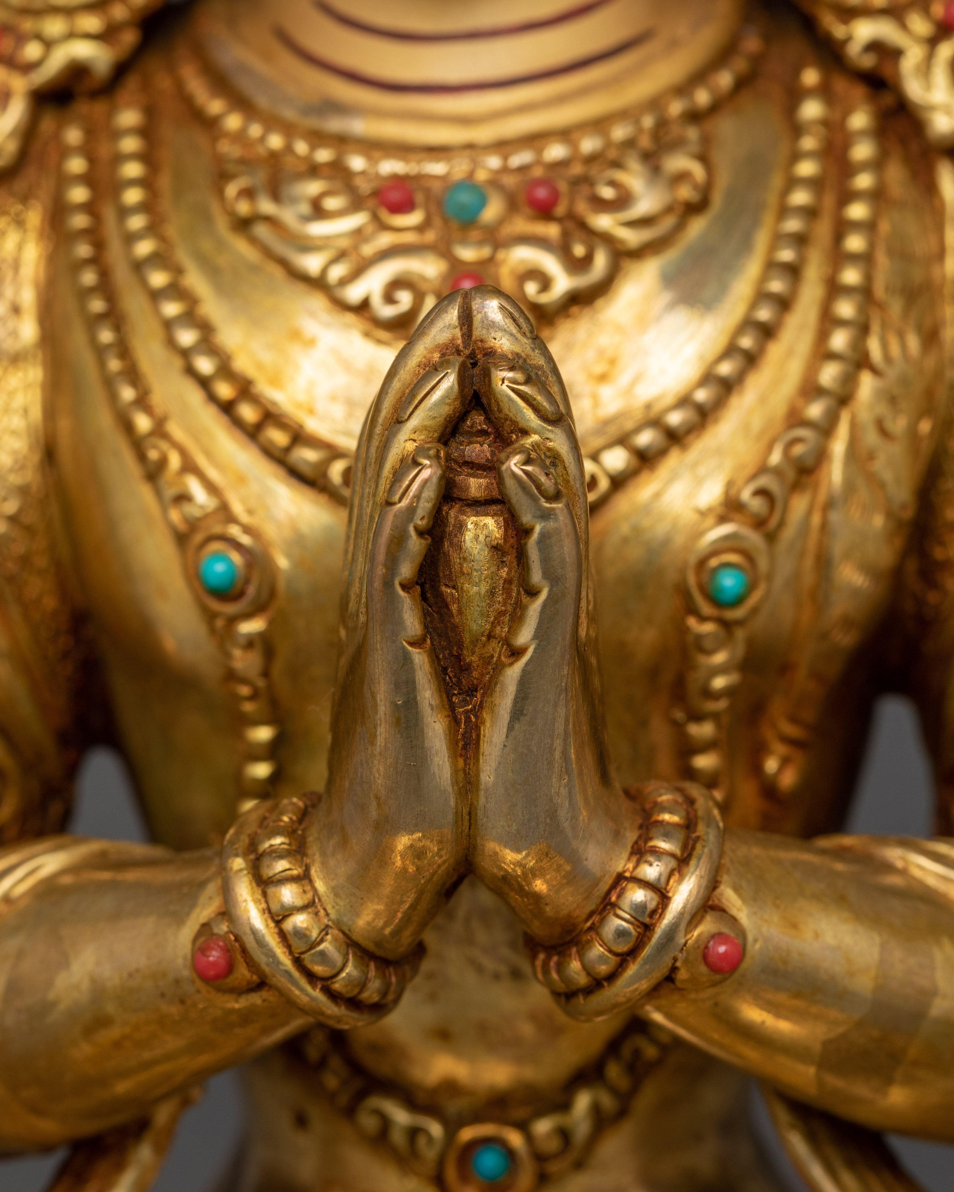 Four Armed Chenrezig Golden Statue | Avalokiteshvara - Lord of Compassion