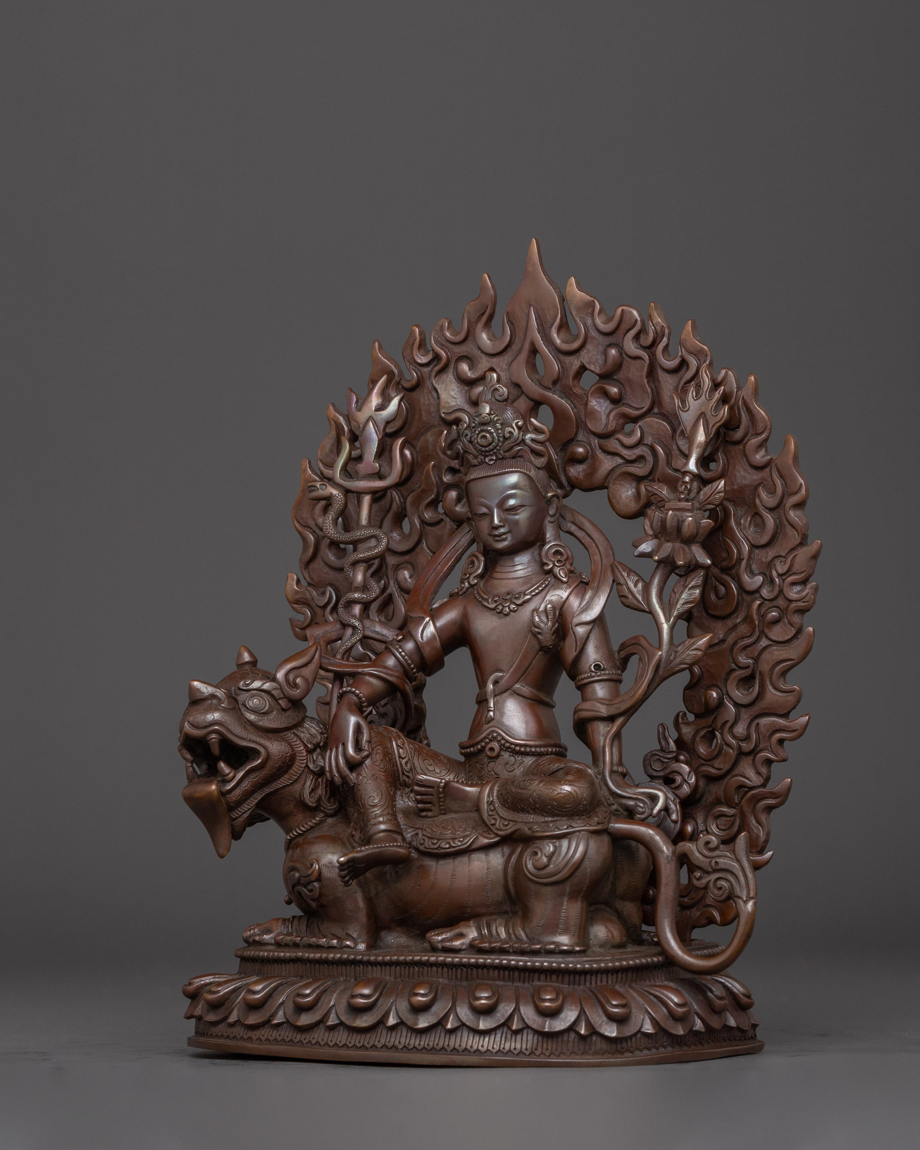 Handcrafted Tibetan Art of Simhanada Avalokiteshvara | The Bodhisattva of Compassion