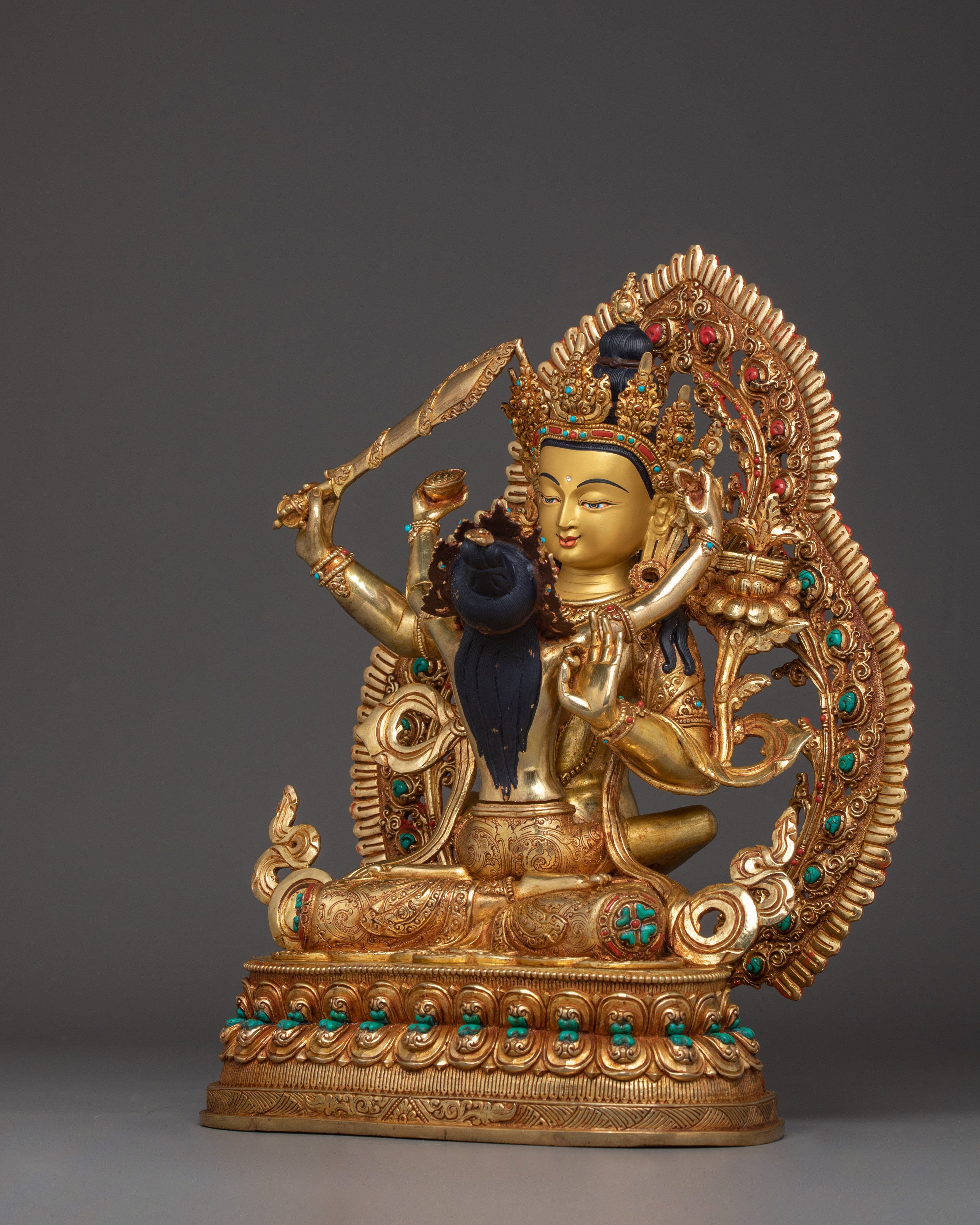 Bodhisattva Manjushri with consort Statue | Supreme Wisdom Bodhisattva